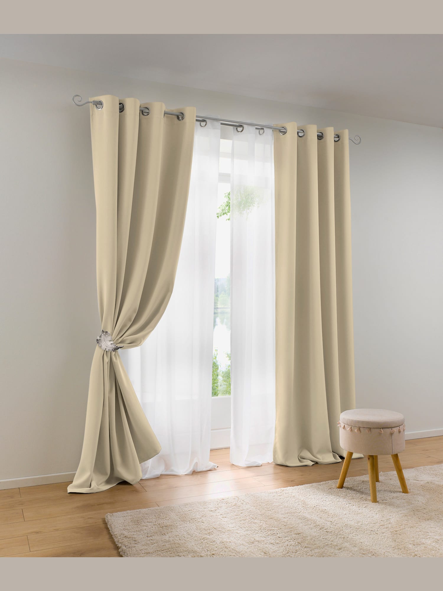 Rideau opacité, couleur couleur ivoire, taille 245x135 cm, marque helline home - helline