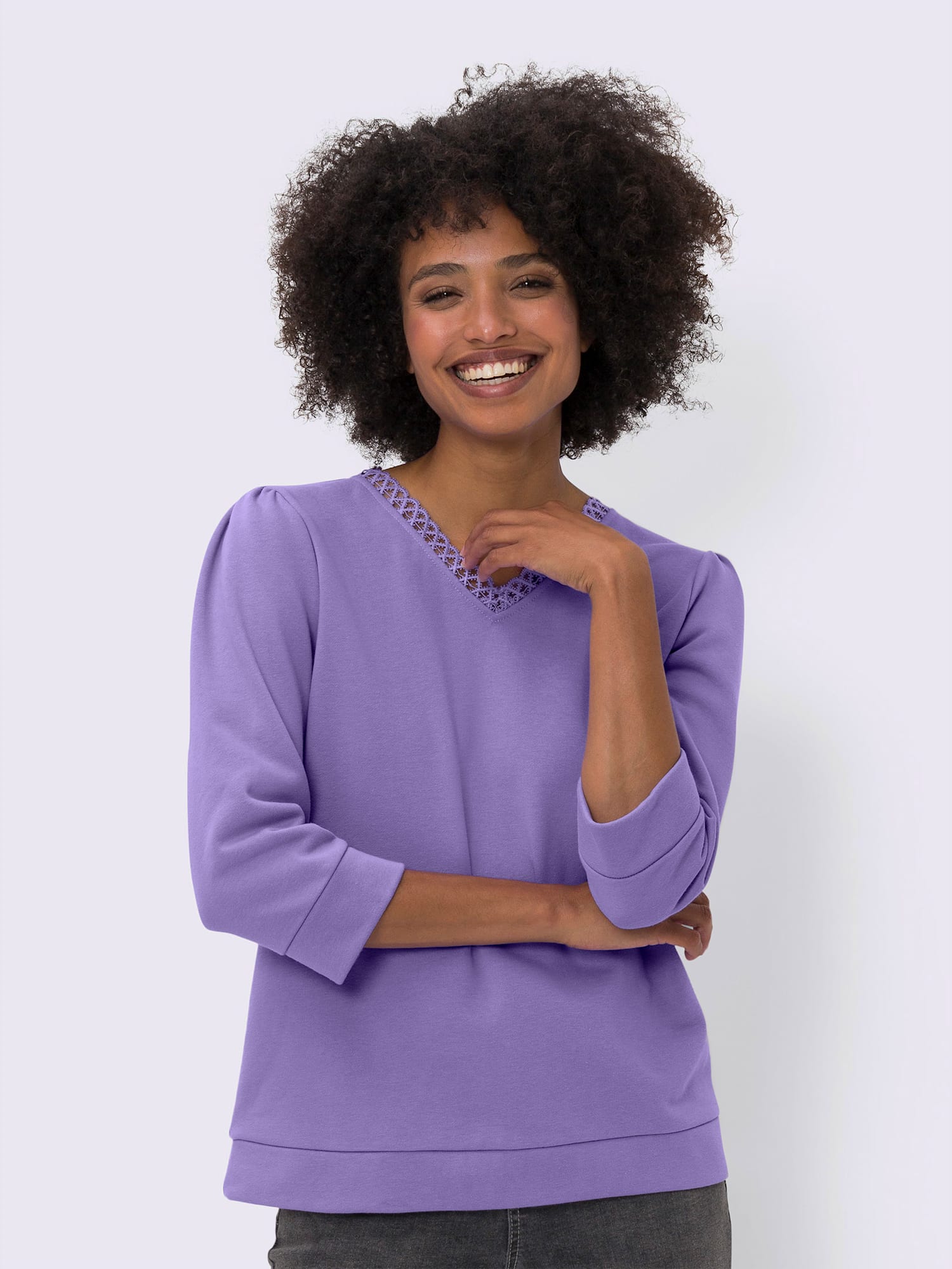 Sweatshirt 50% coton, couleur violet, taille 38, marque Linea Tesini - helline