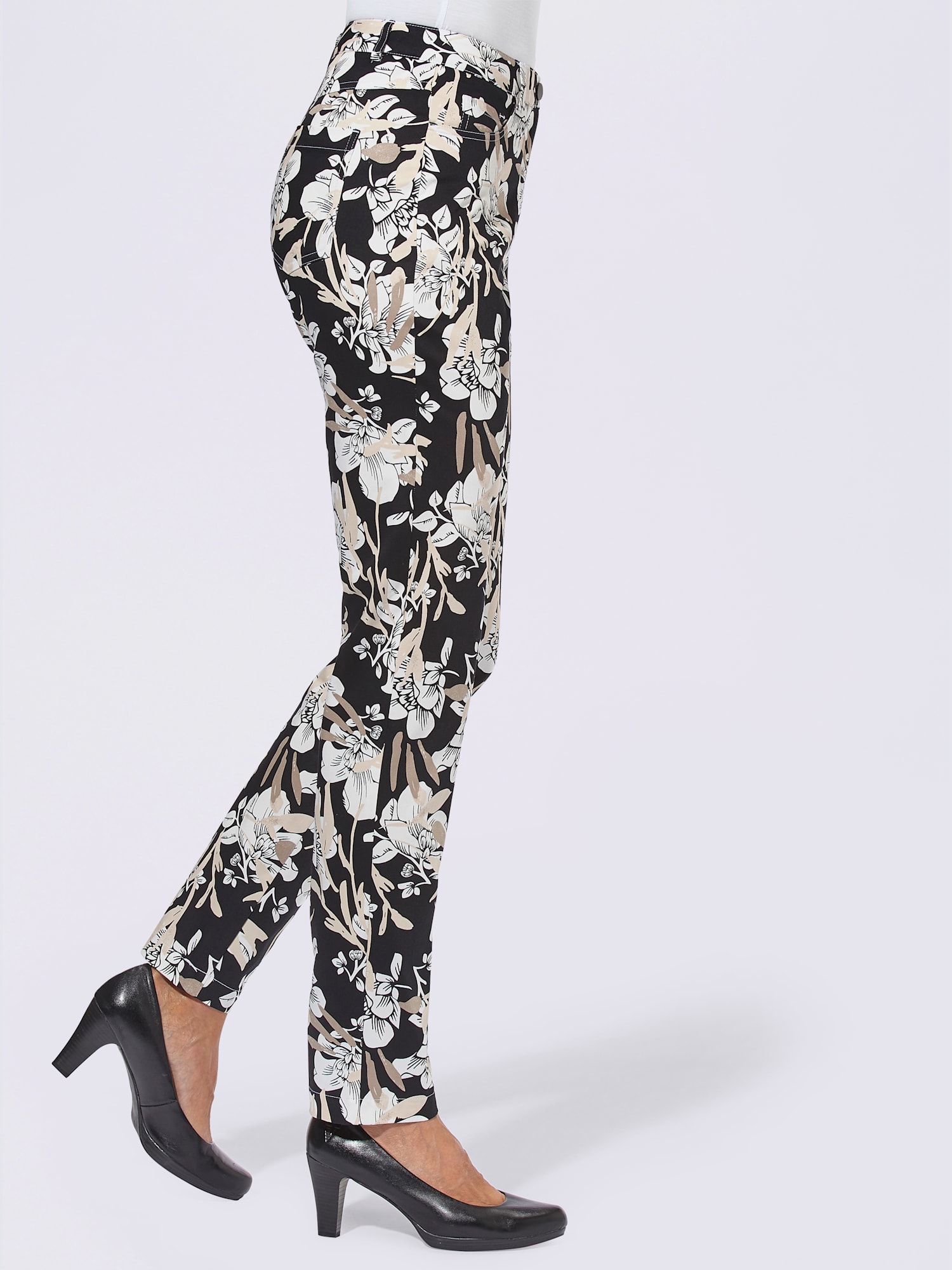 Pantalon imprimé 98% coton, couleur noir, taille 52, marque Fair Lady - Witt