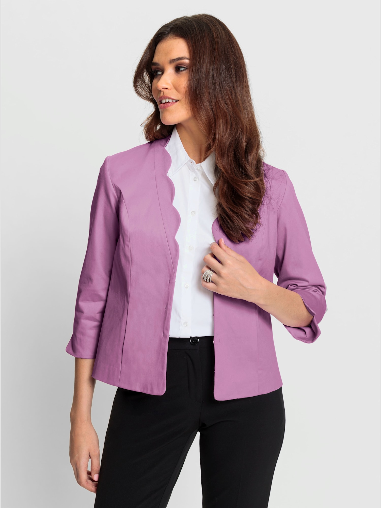 Blazer court coupe courte tendance, couleur rose, taille 48, marque Fair Lady - helline