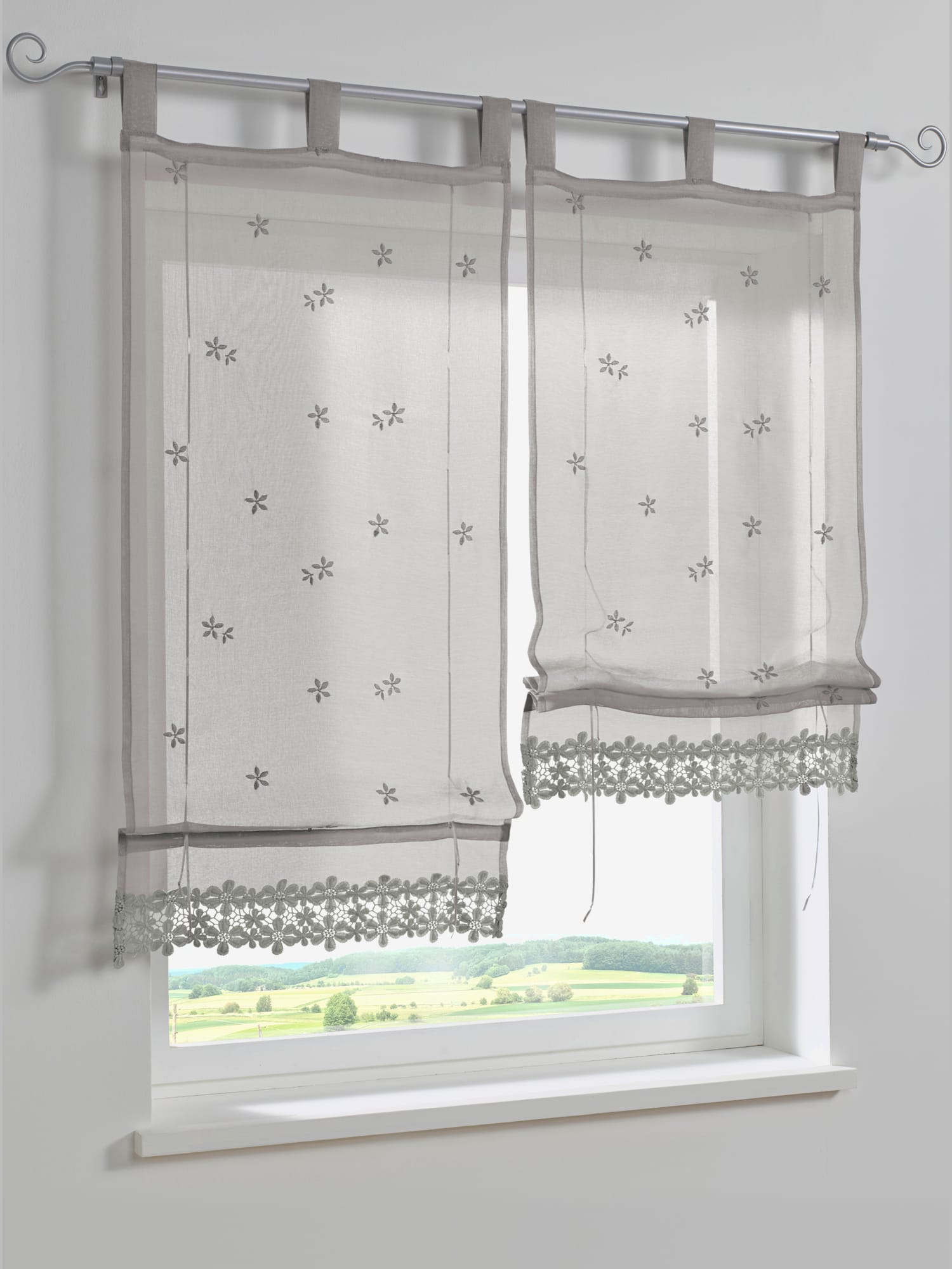 Store-bateau matière semi-transparente, couleur gris, taille 130x60 cm, marque helline home - helline