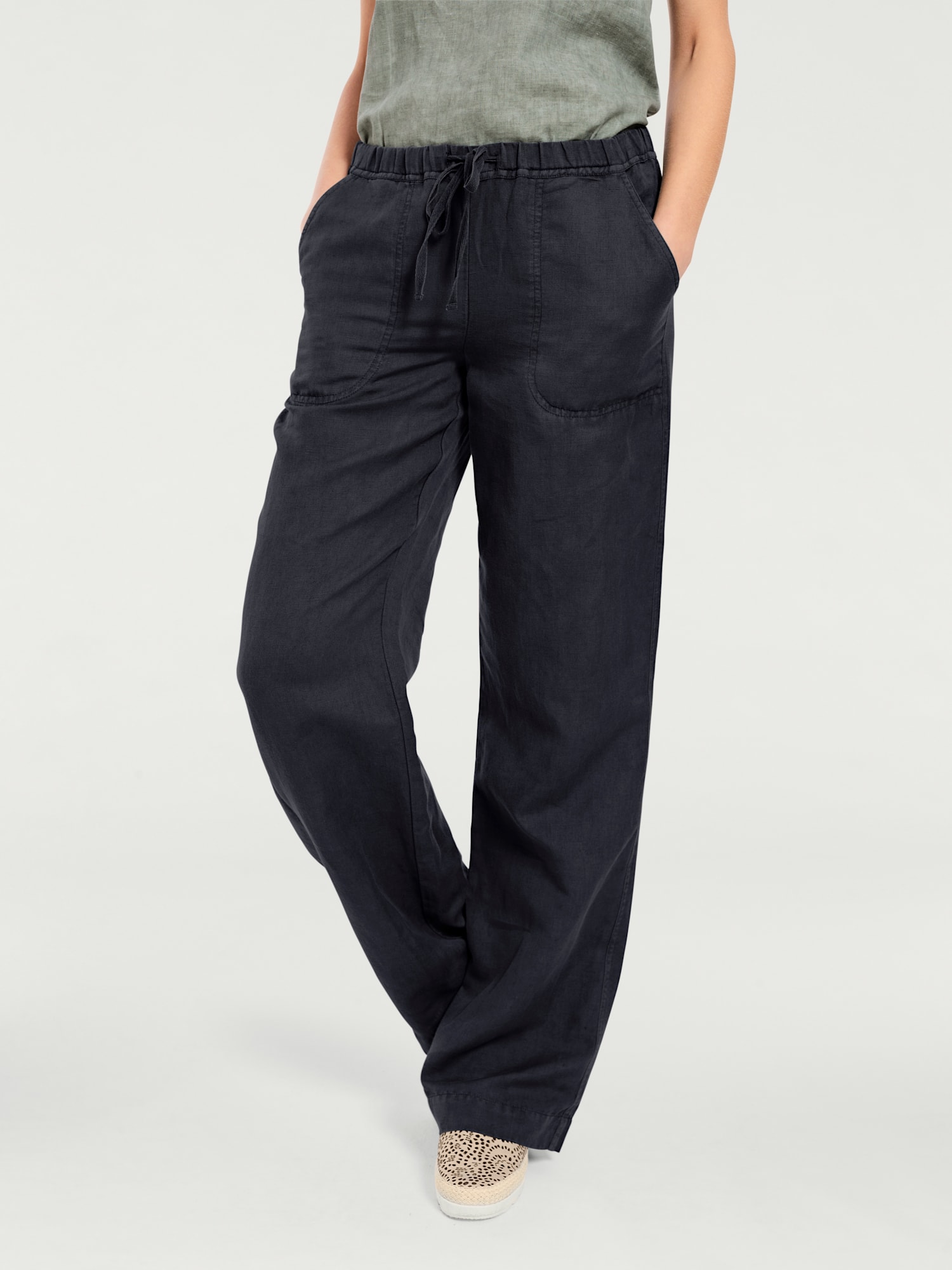 Pantalon jambes larges, couleur bleu, taille 36, marque Linea Tesini - helline