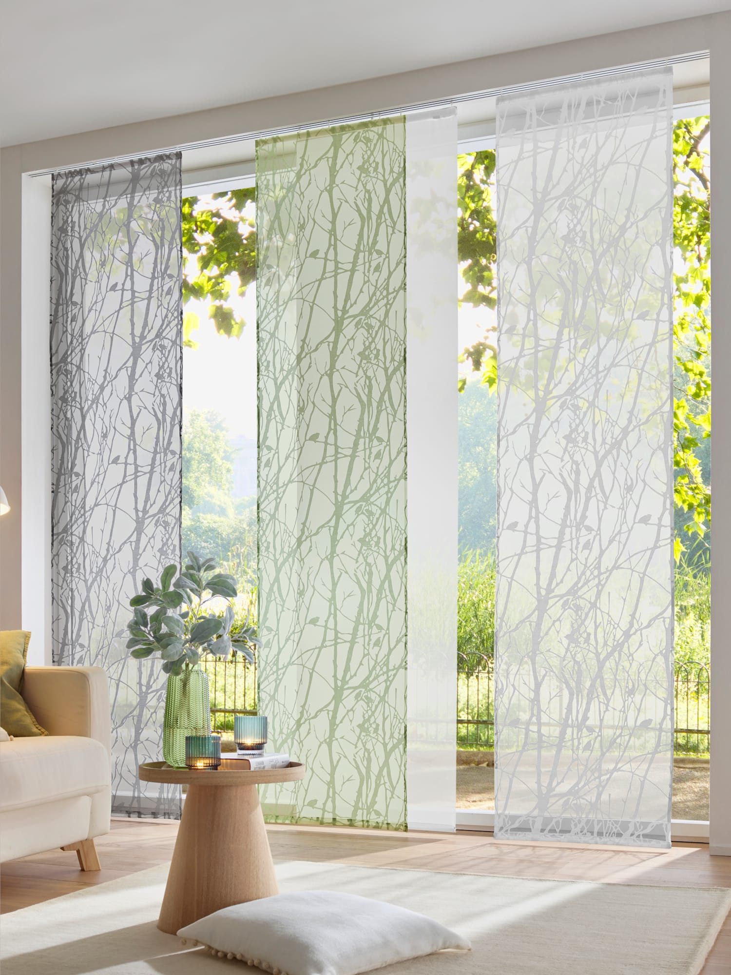 Panneau-rideaux rideaux coulissants modernes, couleur blanc, taille 175x57 cm, marque helline home - helline