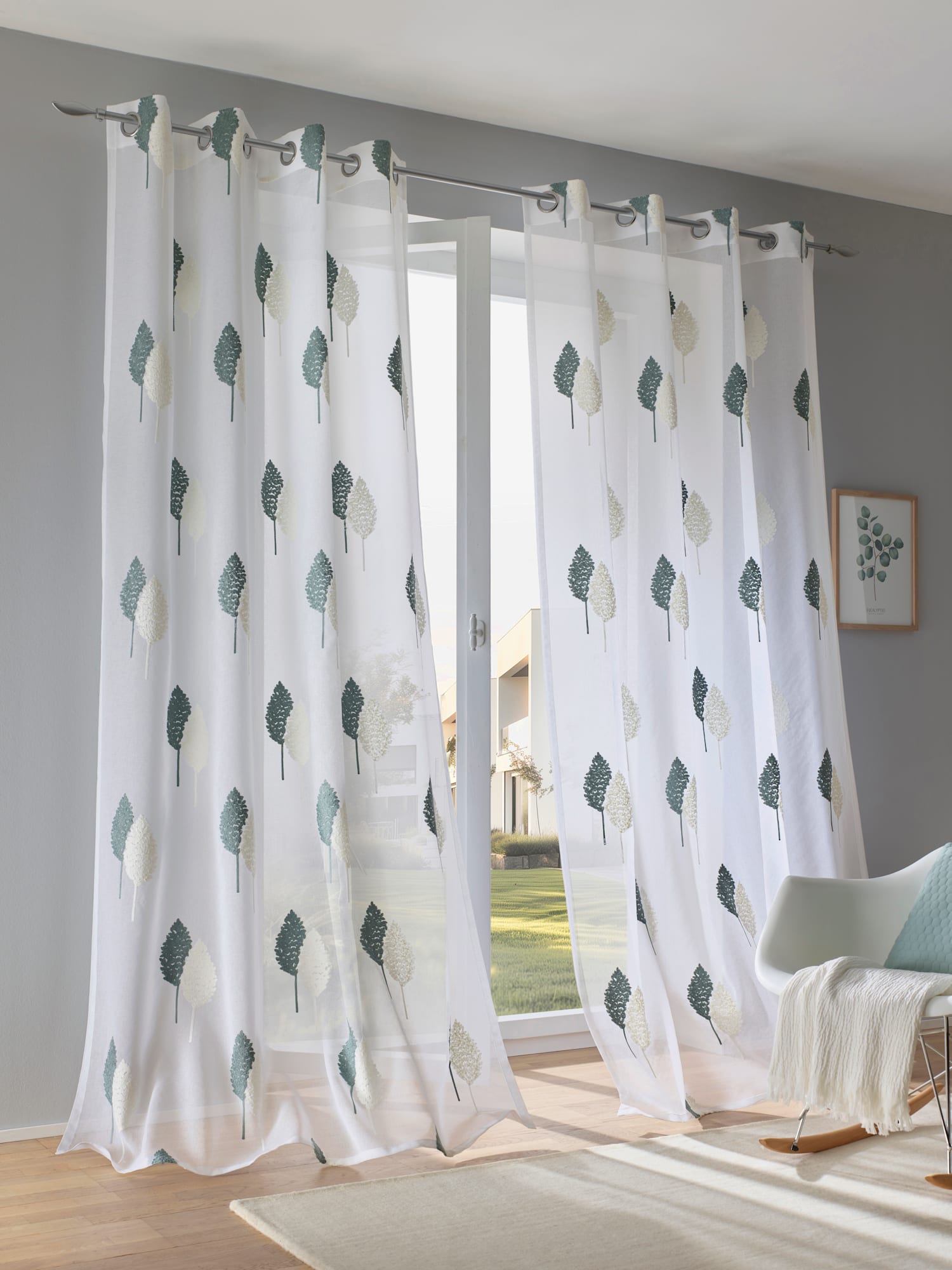 Rideaux, Œillets, couleur : bleu turquoise moyen uni, taille 245x140 cm, marque helline home, 100% polyester - helline