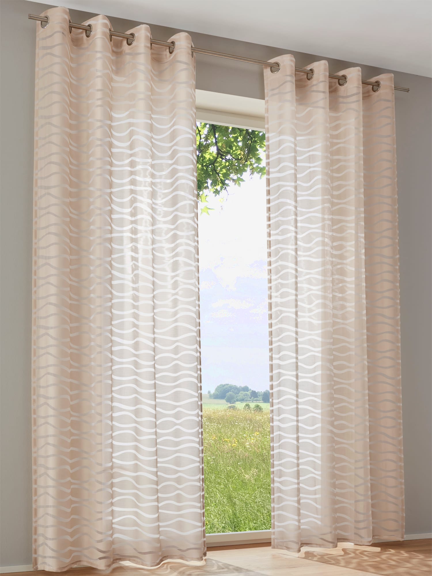 Rideaux, Œillets, marron clair uni, taille 225x135 cm, helline home - helline