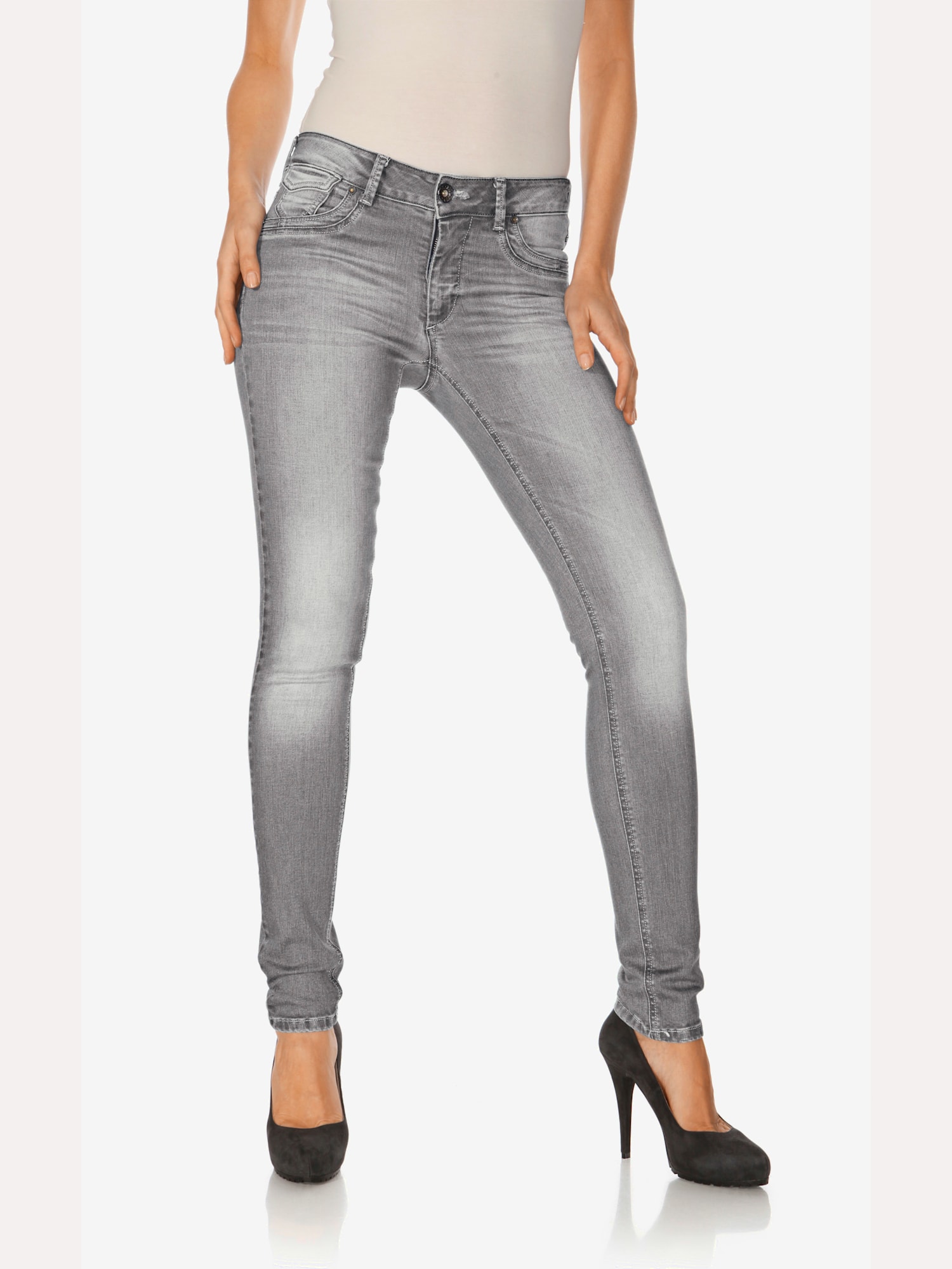 Jean skinny coupe skinny tendance, couleur gris, taille 44, marque Linea Tesini - helline