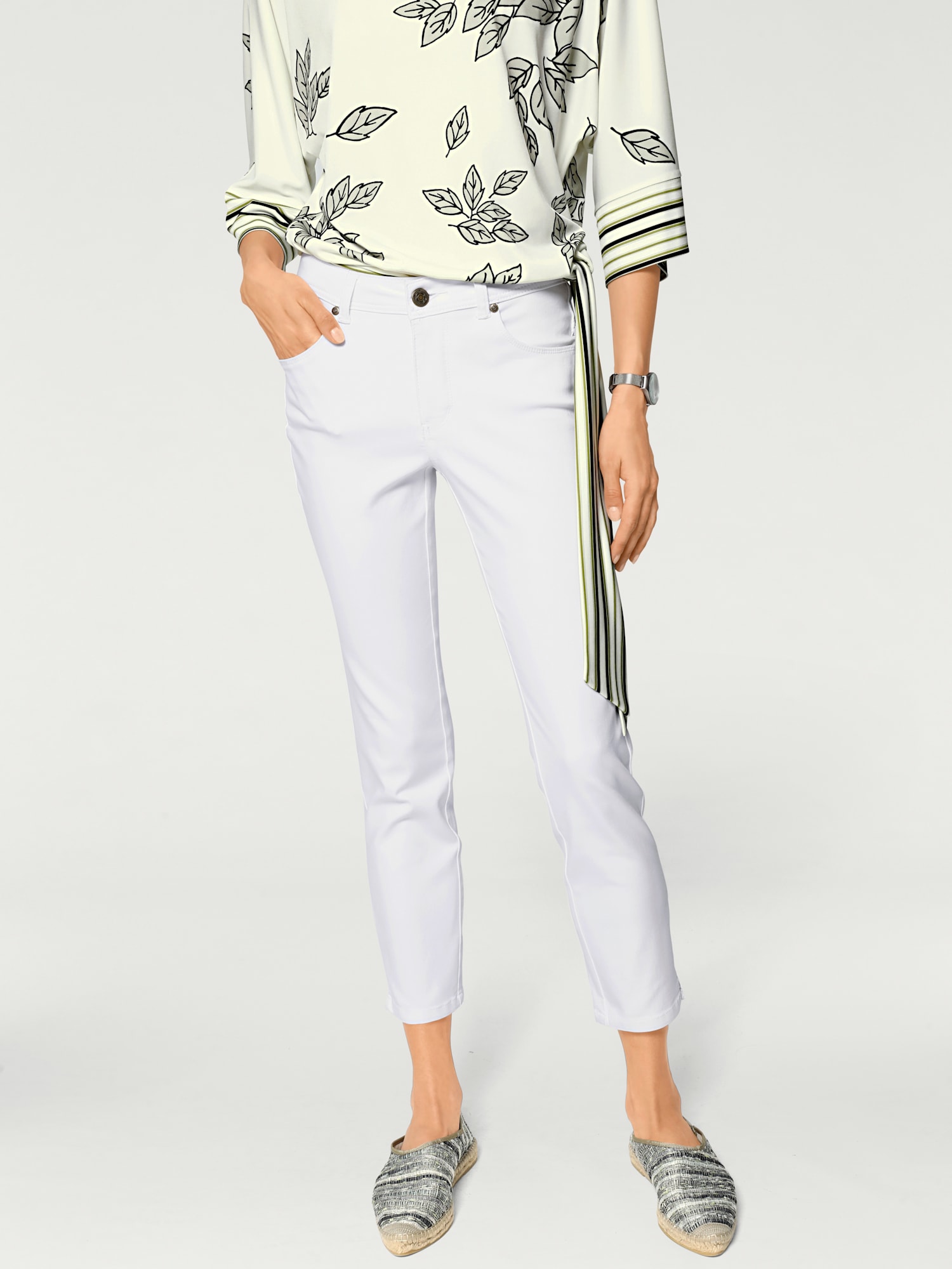 Jean 7/8 longueur 7/8, couleur blanc, taille 42, marque Linea Tesini - helline