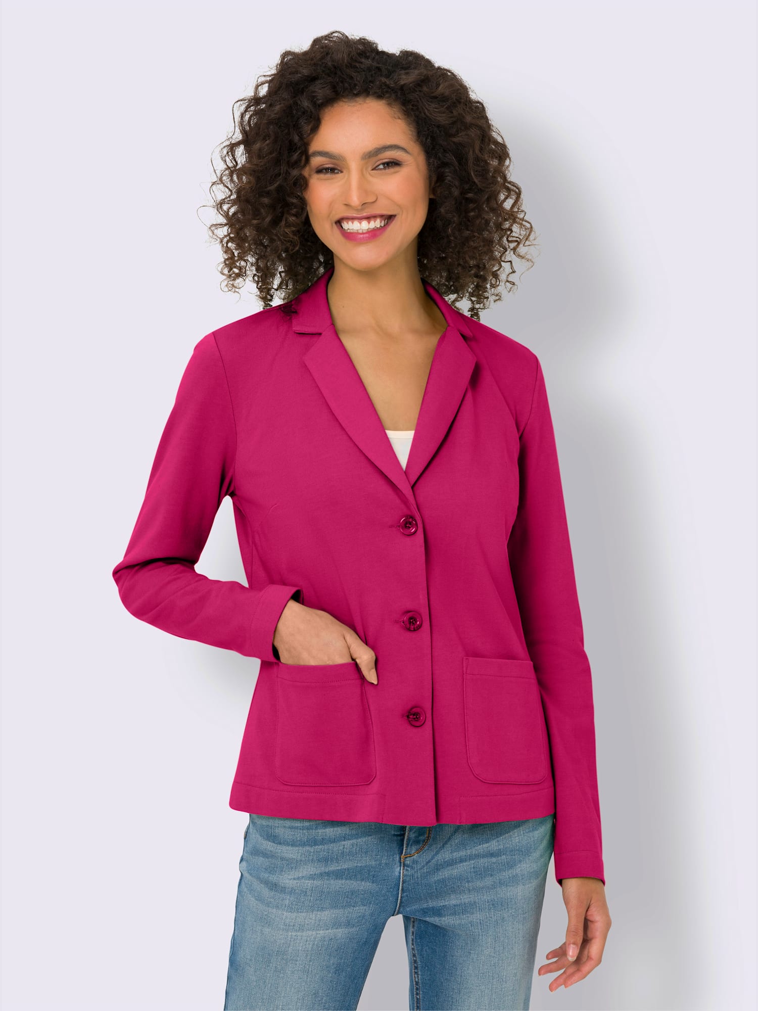 Blazer en jersey coupe sobre pour un look décontracté tendance, couleur rose, taille 38, marque Linea Tesini - helline