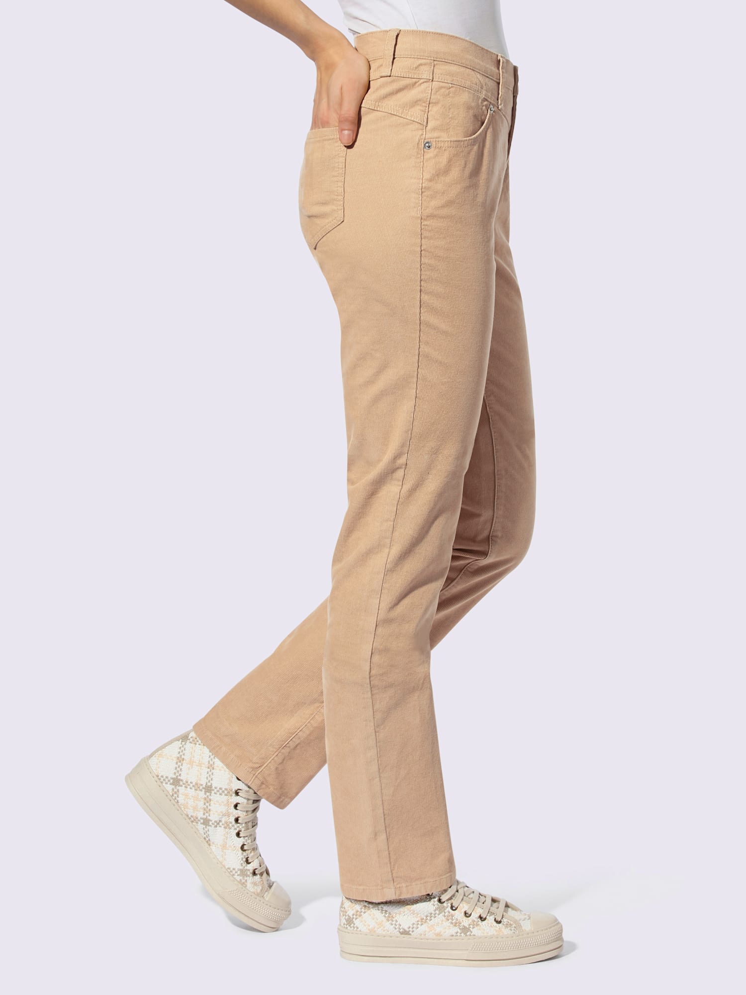 Pantalon velours coupe droite, couleur marron, taille 40, marque Linea Tesini - helline