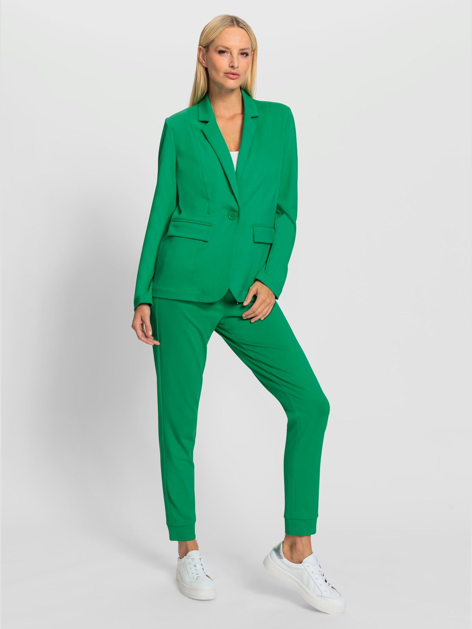Tailleur pantalon tendance, couleur vert, taille 46, marque Rick Cardona - helline