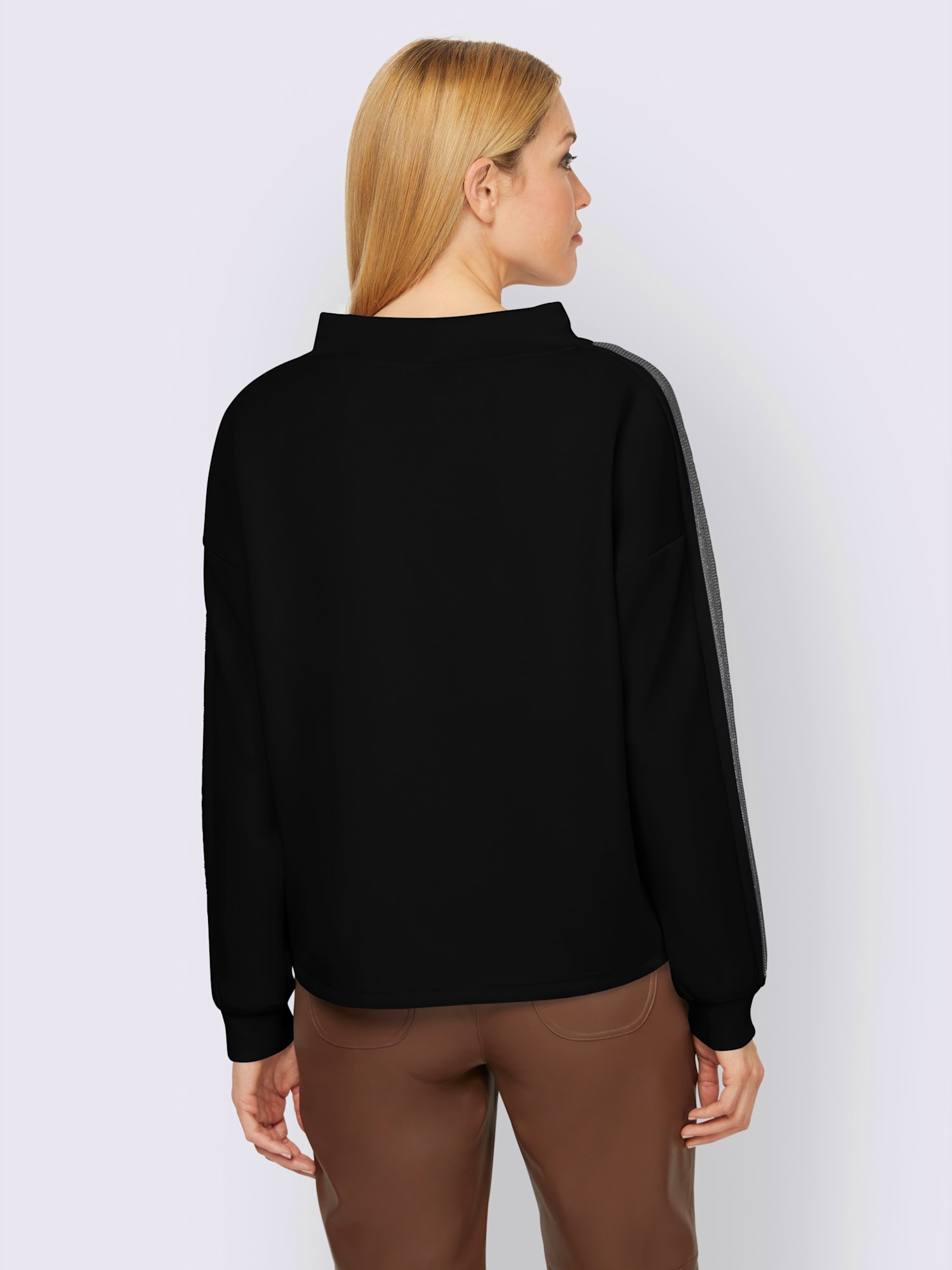 Sweatshirt large col montant avec coulisse, couleur noir, taille 52, marque Rick Cardona - helline