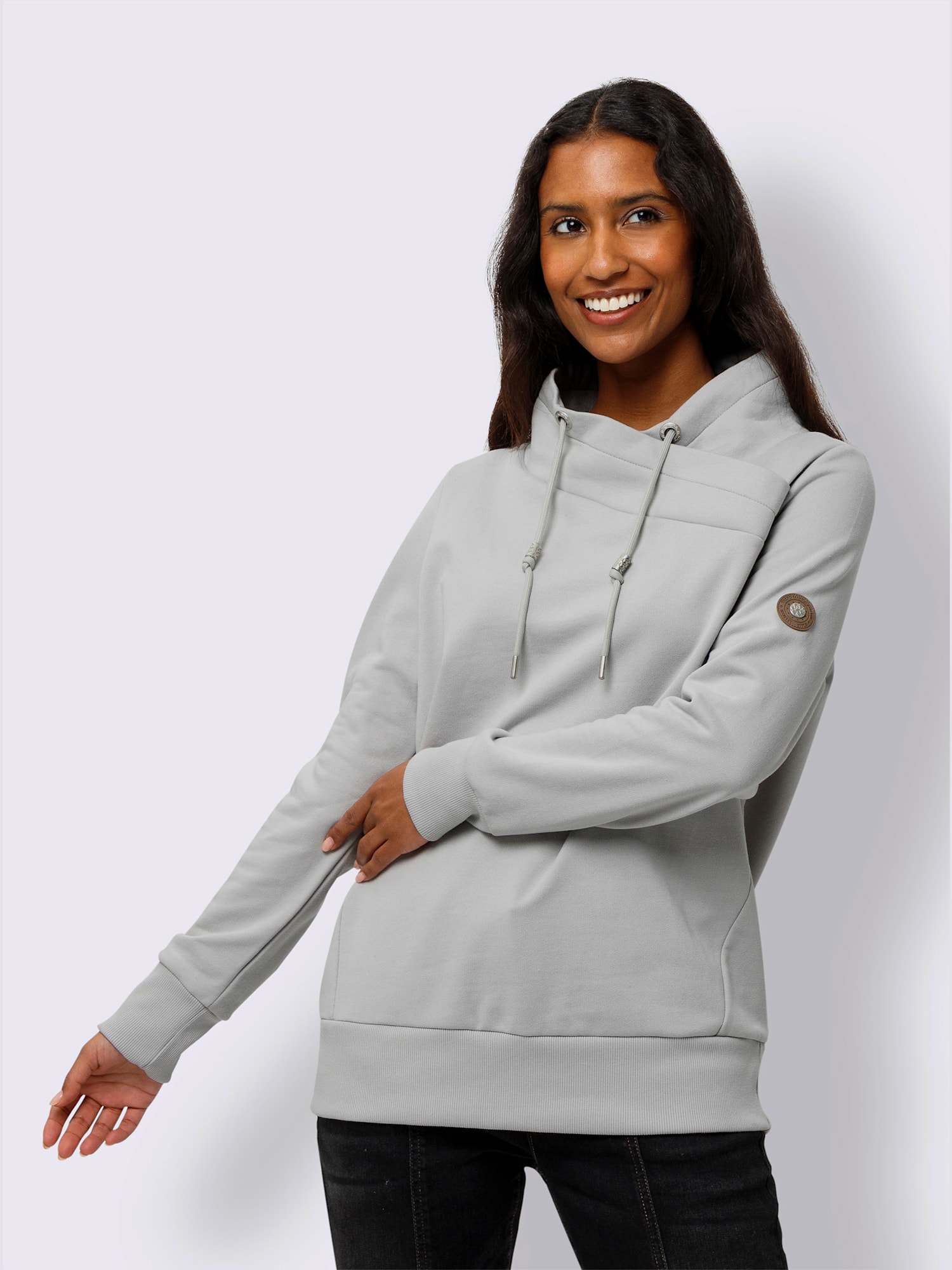 Sweatshirt col asymétrique, couleur gris, taille 36, marque Best Connection - helline