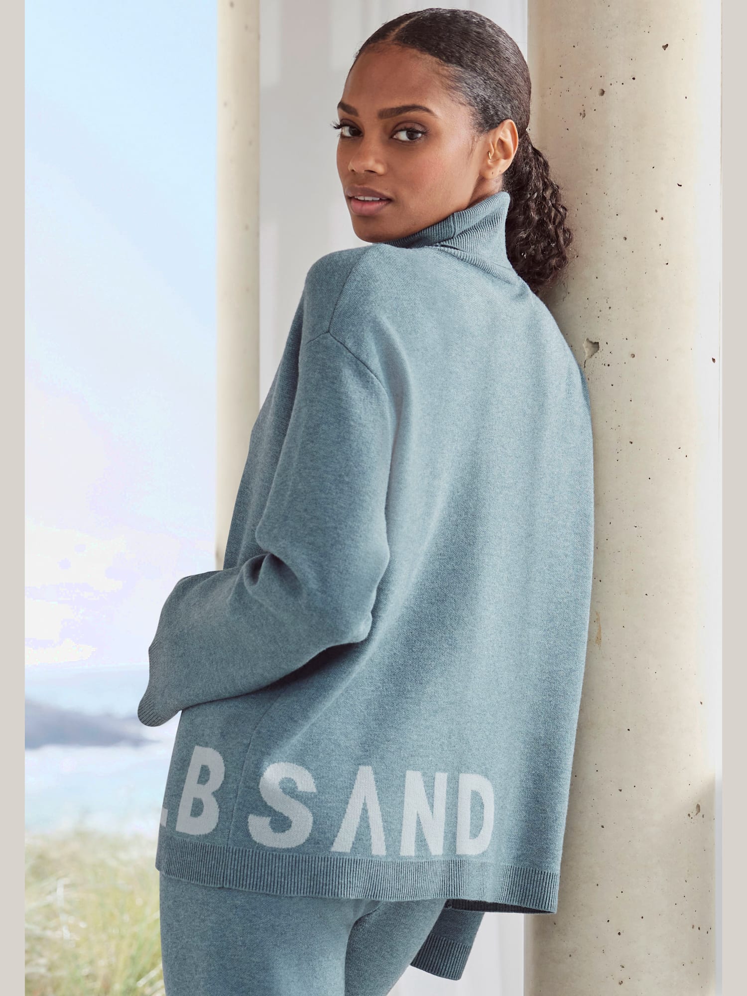 Sweater sweatshirt en tricot doux et élastique, couleur bleu, taille 34/36, marque Elbsand - helline