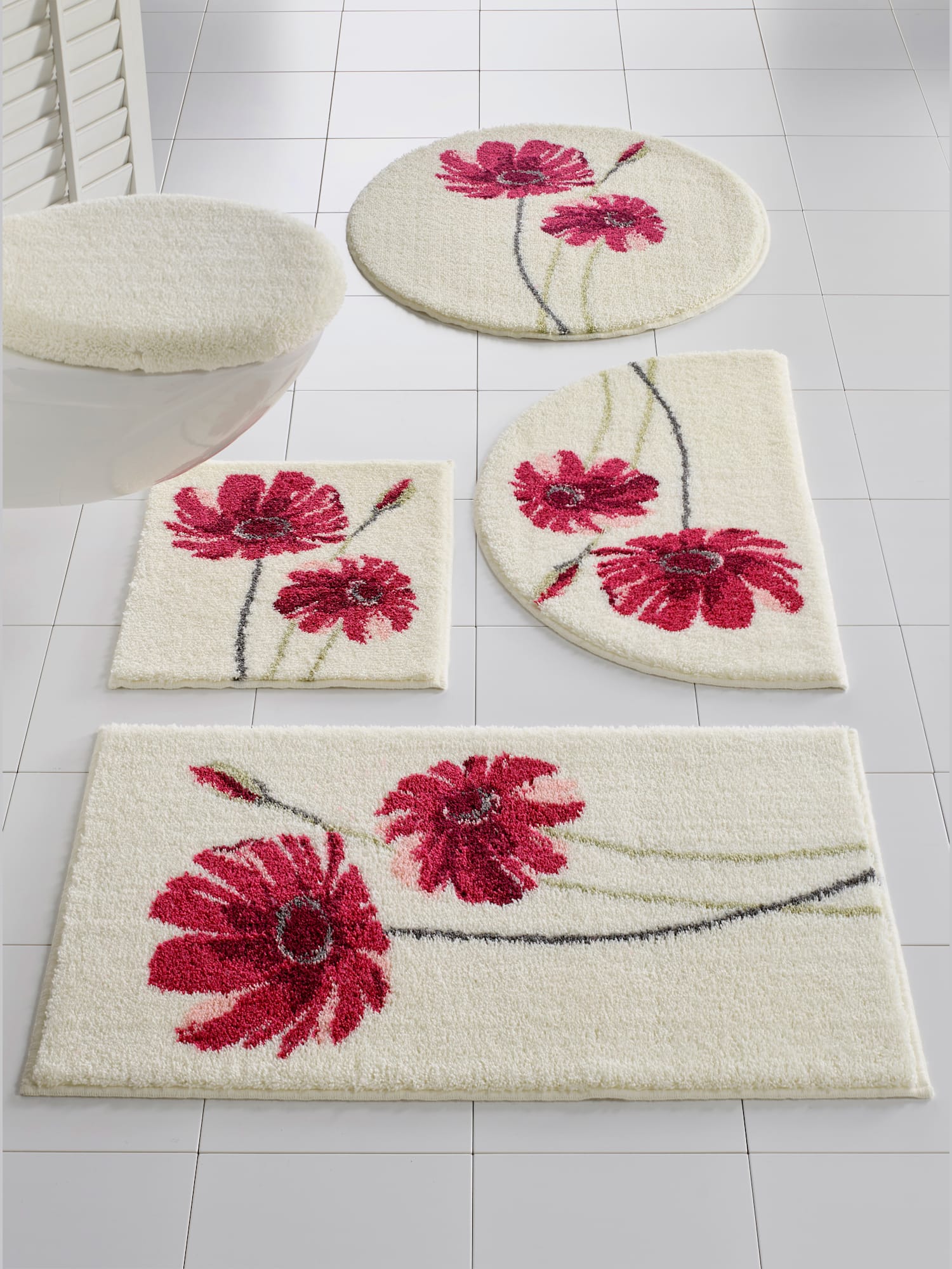 Tapis de bain, couleur ivoire clair à motifs, taille 47x50 cm - 45x50 cm, helline home - helline