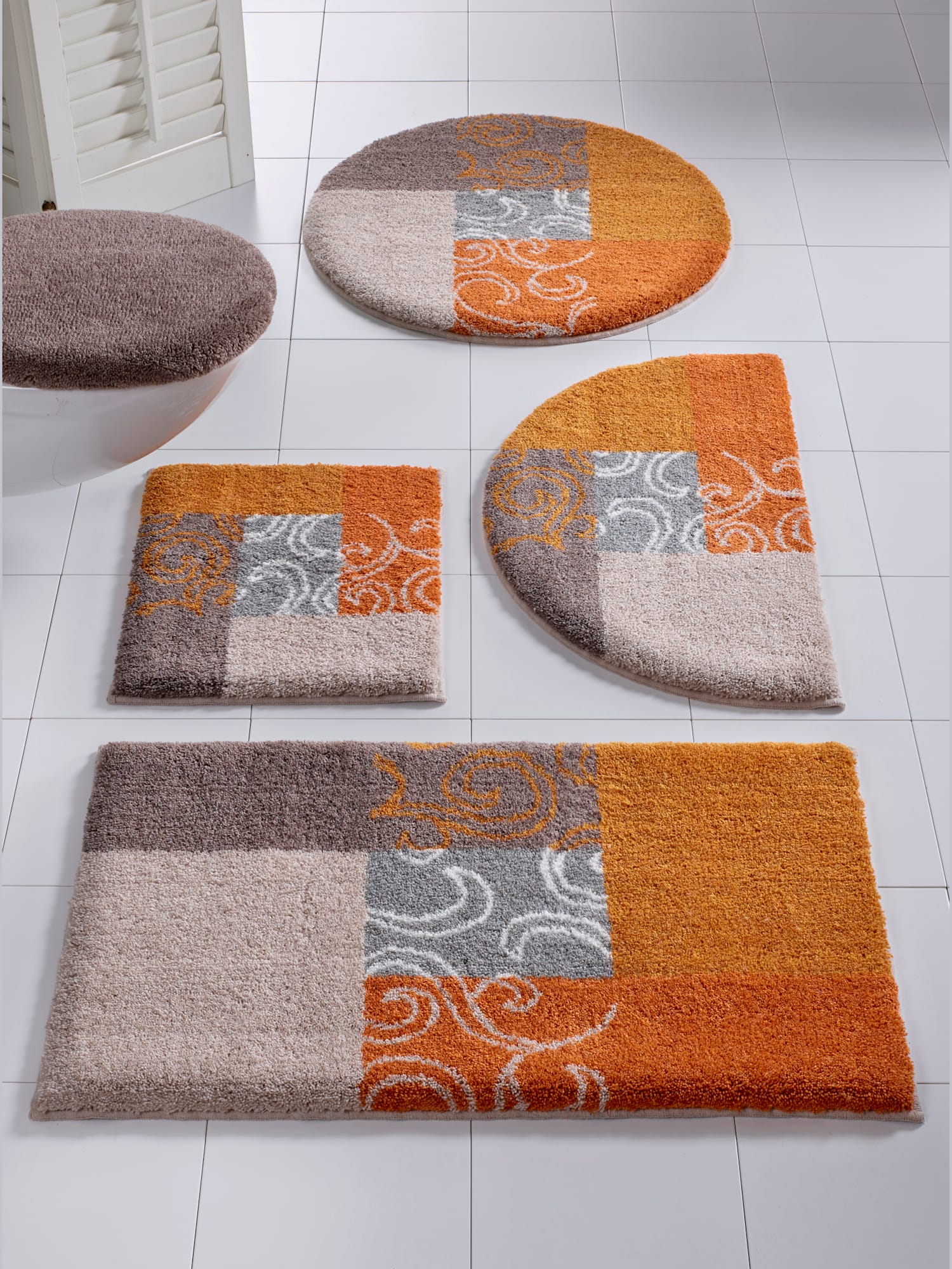 Tapis de bain, couleur : couleur ivoire moyen à motifs, taille 60x100 cm, marque helline home, 100% acrylique - helline