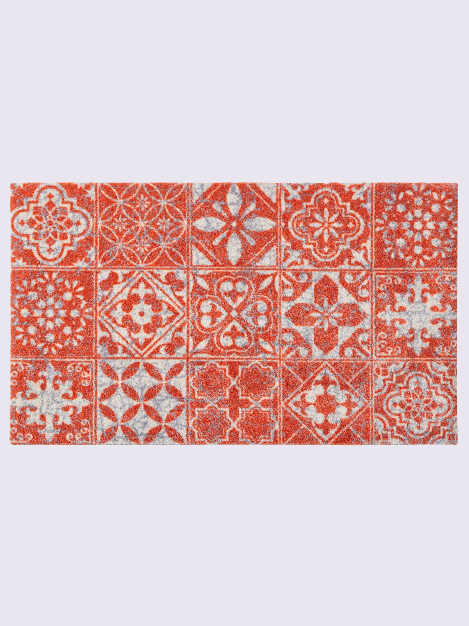 Paillasson polyamide très résistant, couleur : orange foncé à motifs, taille 80x200 cm, marque helline home, 100% polyamide - helline