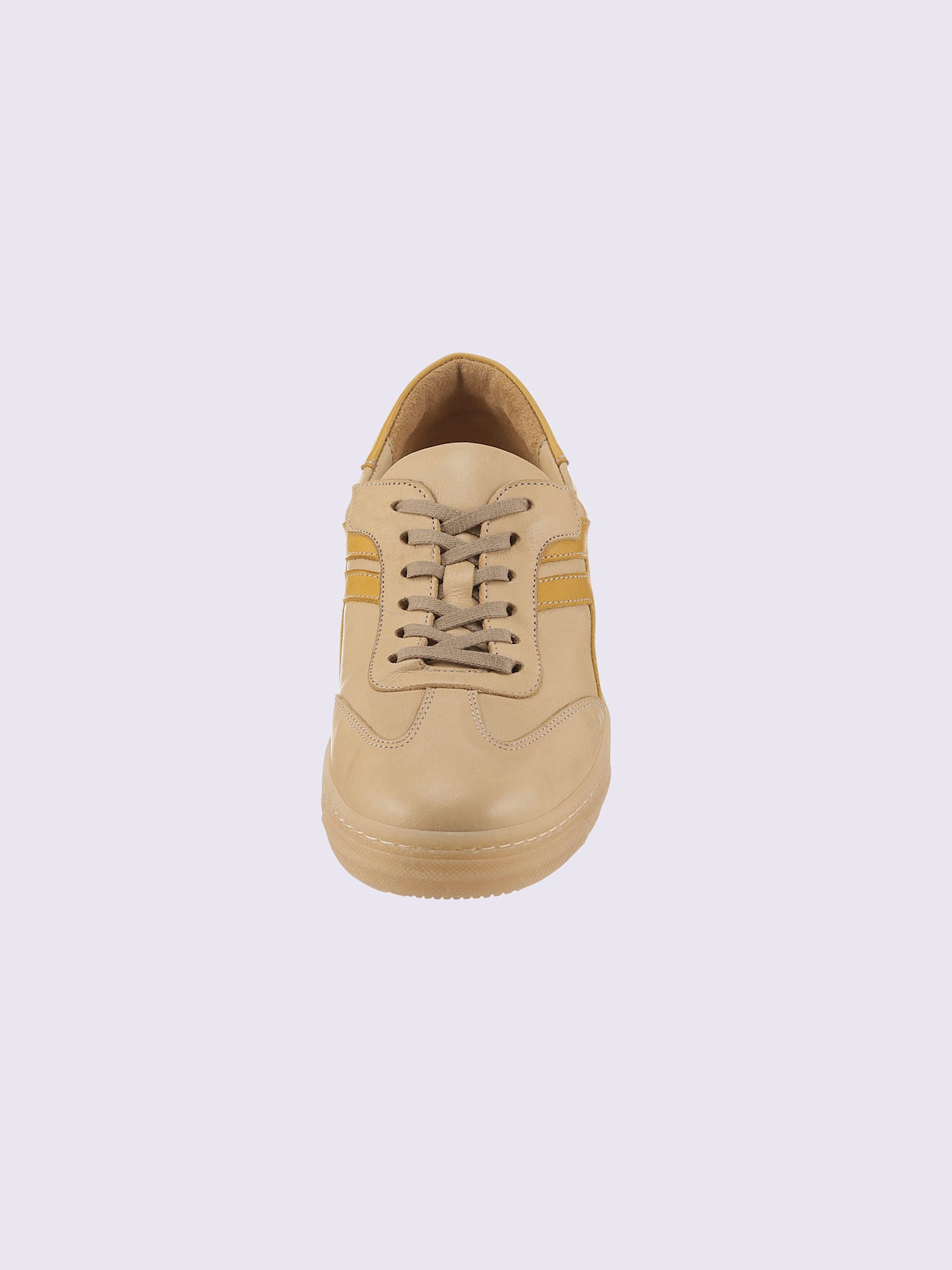 Baskets cuir nappa de vache, marron clair uni, taille 42 - helline