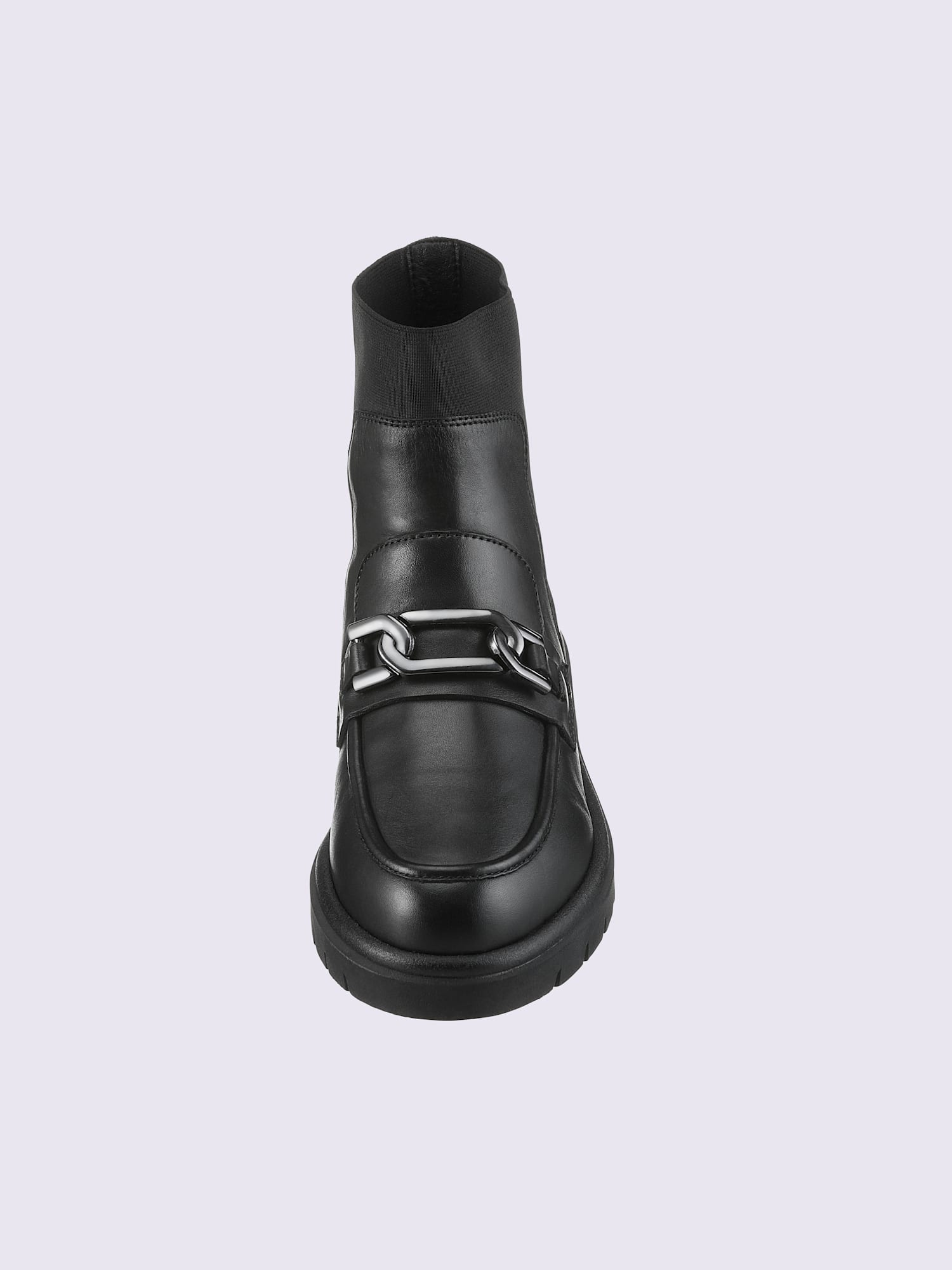 Bottines cuir nappa de vache, noir uni, taille 40 - helline