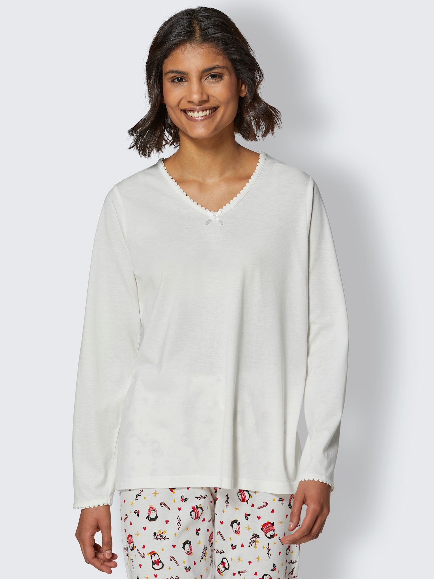 Pyjama-t-shirt jersey fin, couleur : couleur ivoire clair uni, taille 38/40, marque wäschepur, 50% coton;50% modal - helline