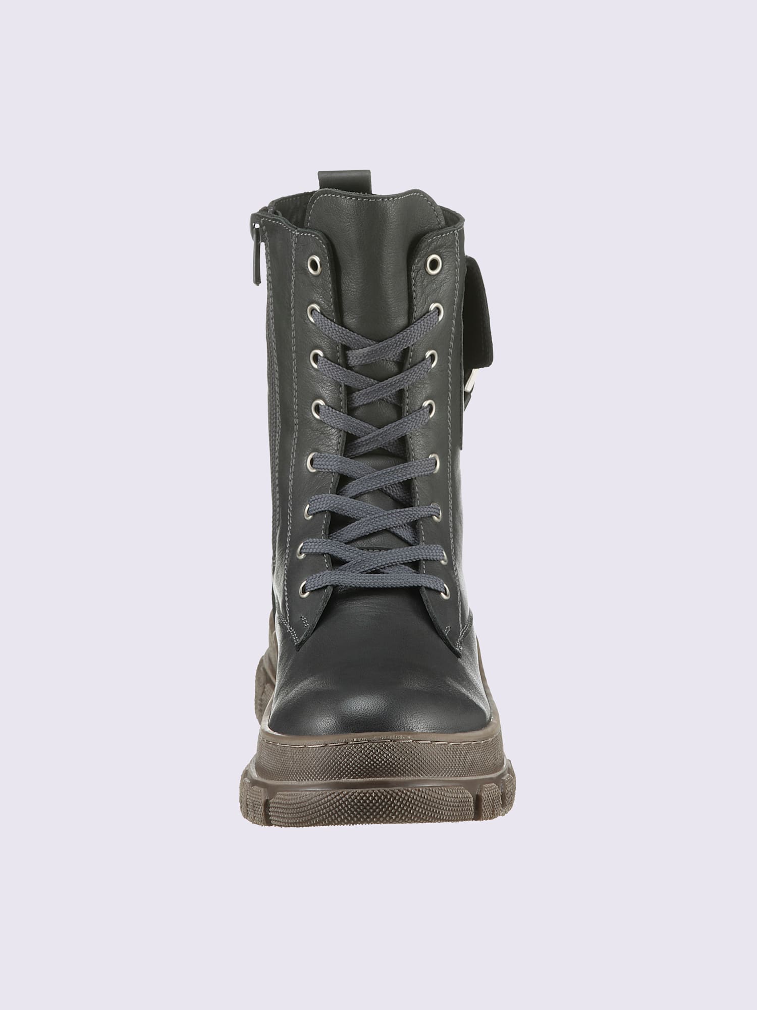 Bottines à lacets cuir nappa de vache, gris moyen uni, taille 37 - helline
