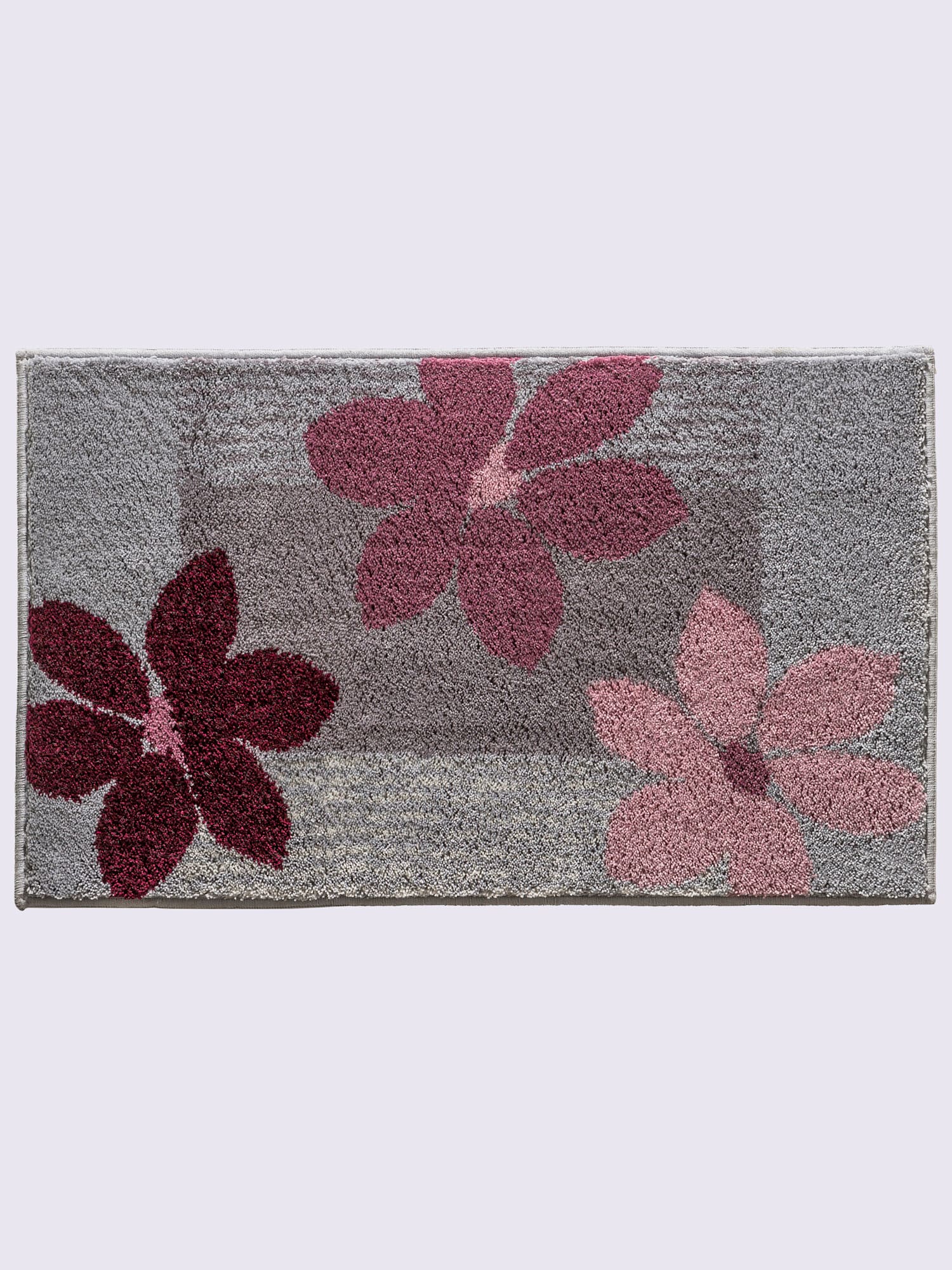 Tapis de bain, couleur : gris moyen à motifs, taille 50x90 cm, marque helline home, 100% acrylique - helline