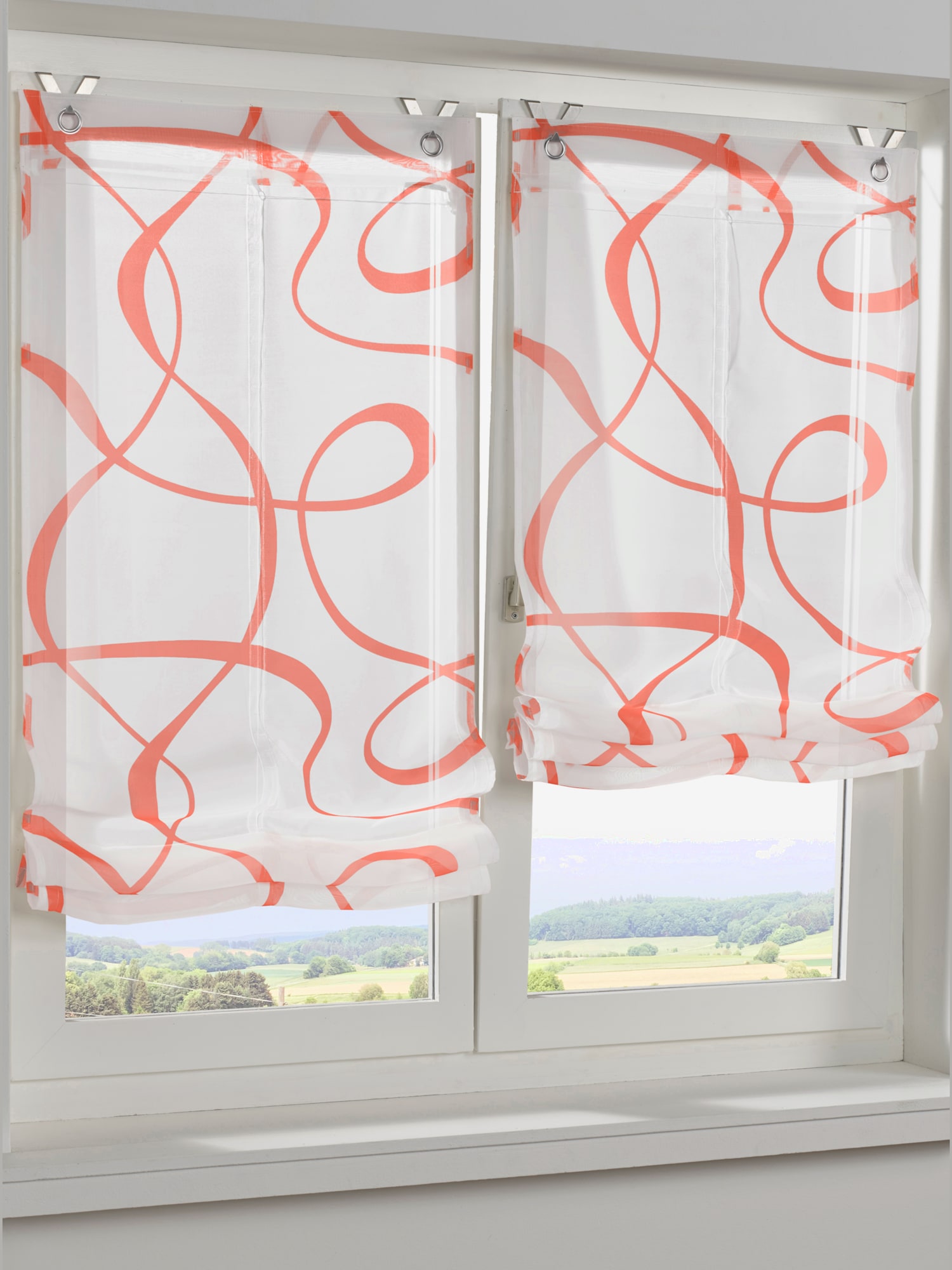 Store-bateau à œillets, couleur blanc, taille 140x120 cm, marque helline home - helline