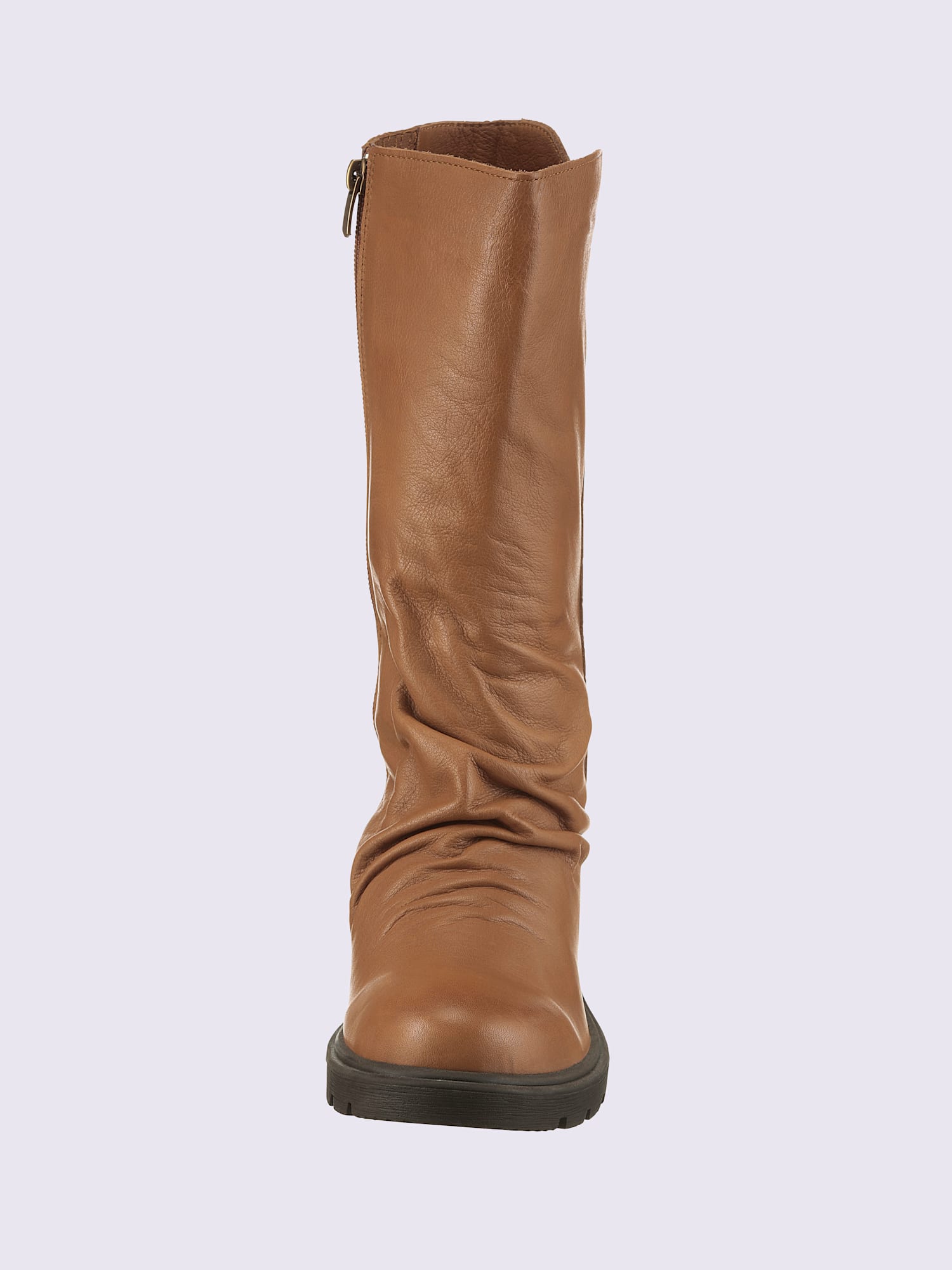 Bottes cuir nappa de vache, marron clair uni, taille 41 - helline