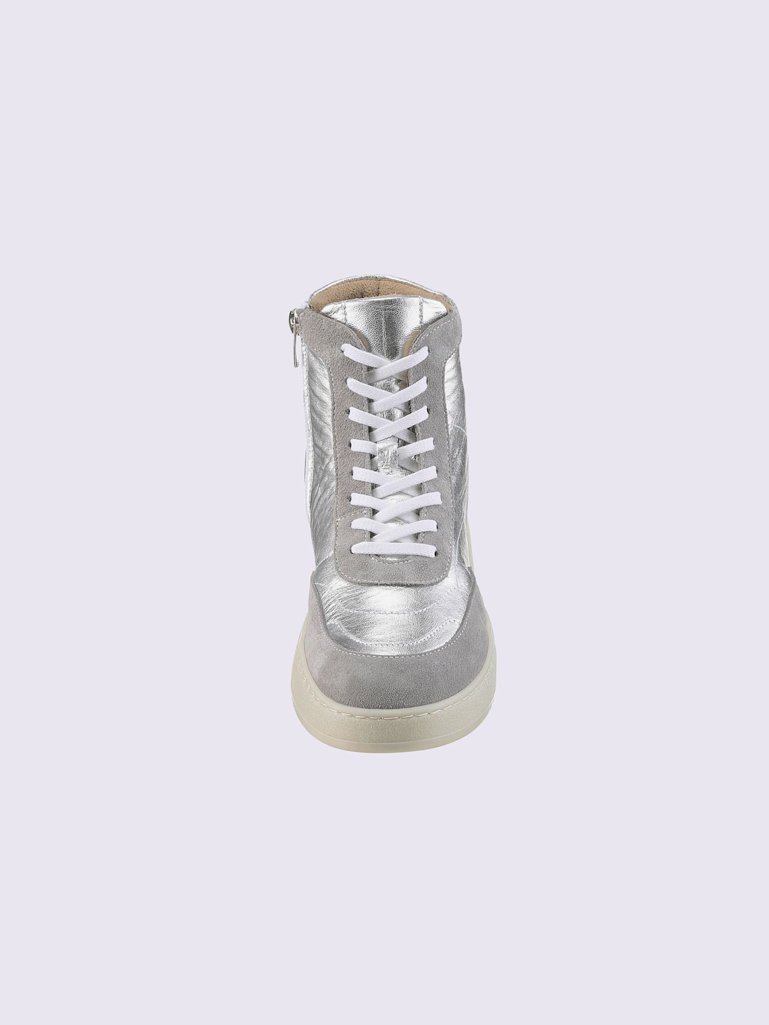 Baskets cuir de bœuf nappa et velours, couleur couleur argent, taille 36 - helline
