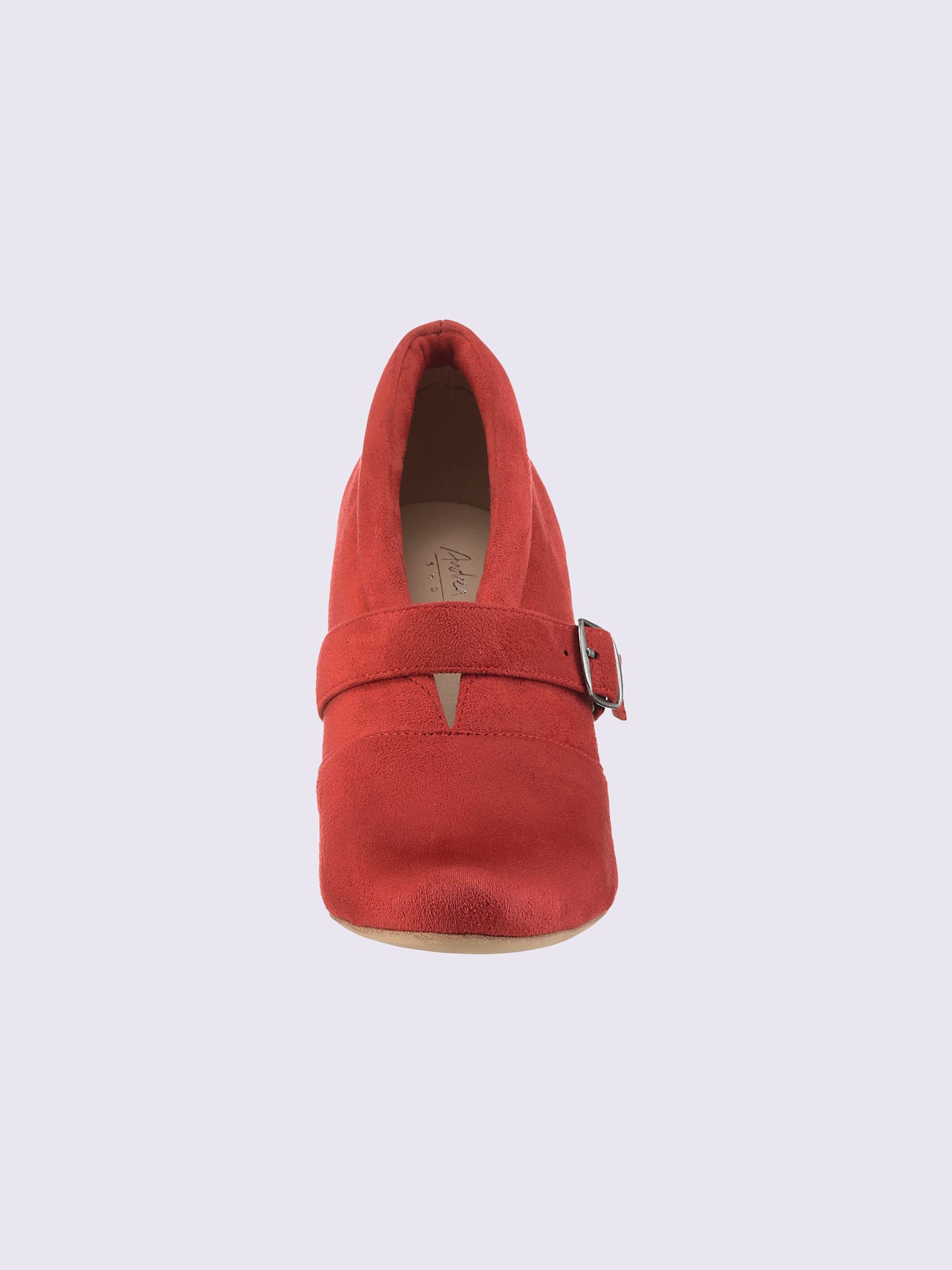 Trotteurs à front haut textile doux en synthétique velours, rouge moyen uni, taille 42 - helline