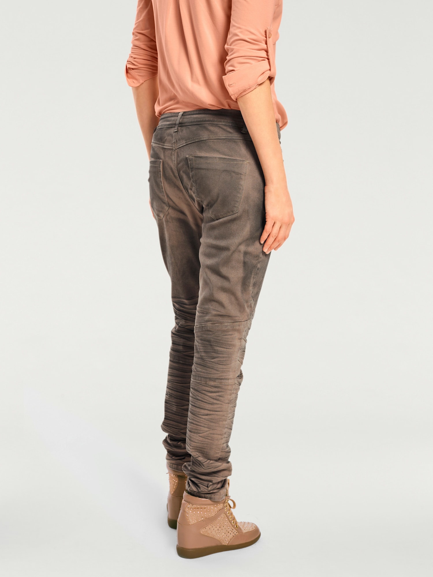 Pantalon boyfriend coupe droite, couleur marron, taille 48, marque Rick Cardona - helline