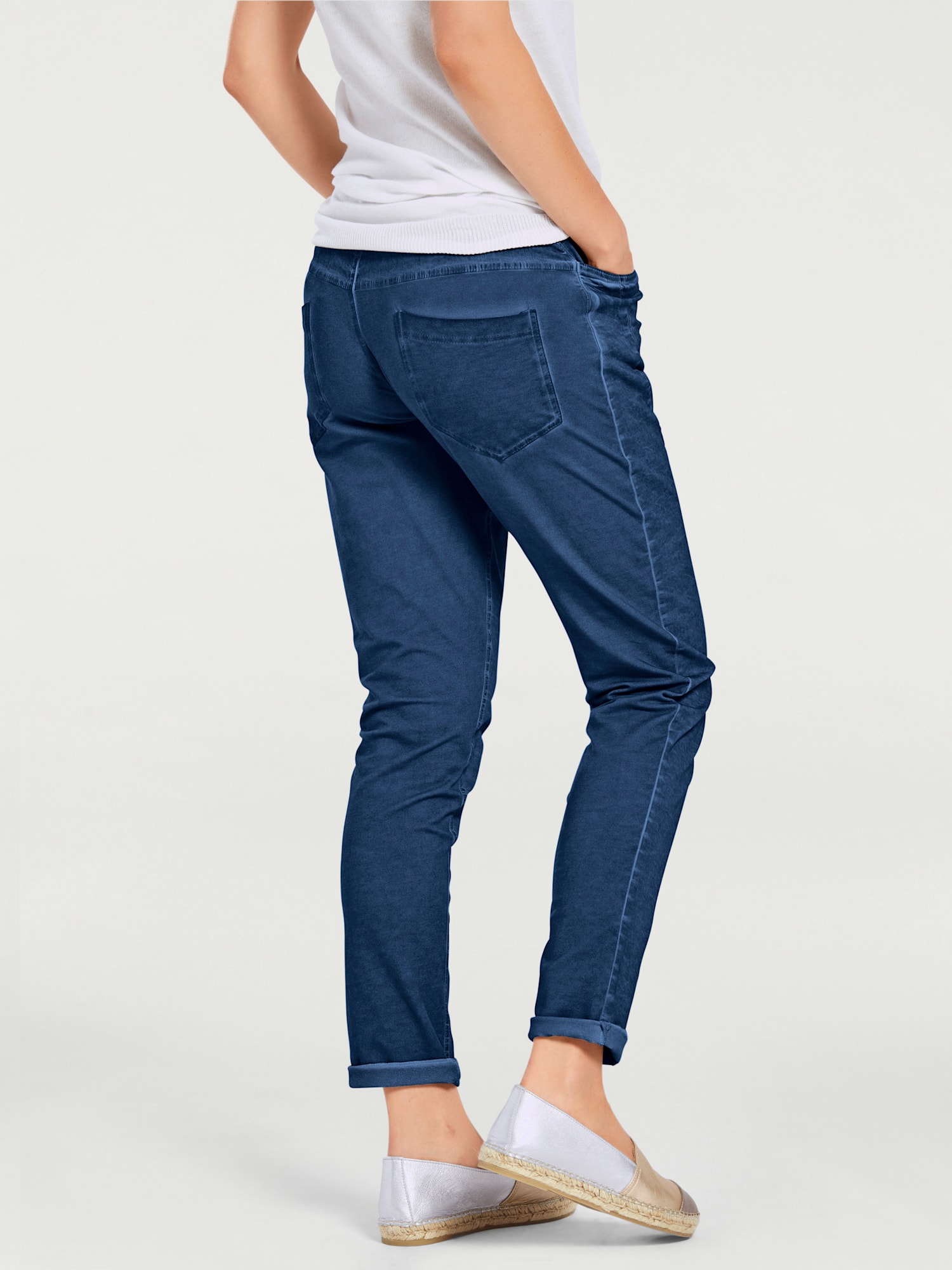 Pantalon en jersey coupe carotte, couleur bleu, taille 50, marque Rick Cardona - helline