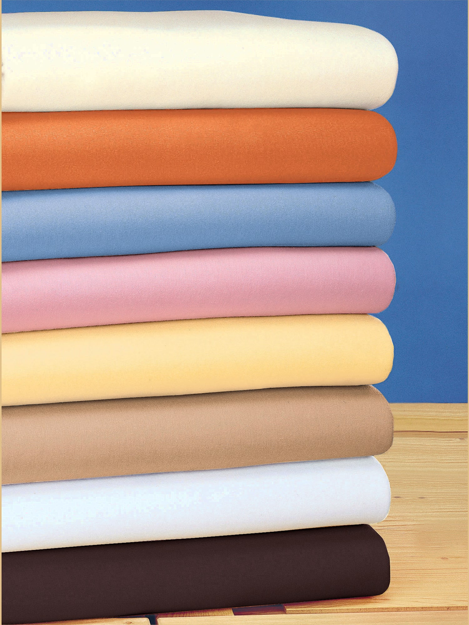 Drap-housse jersey fin maco à repassage superflu, couleur bleu, taille 1 pièce 90x190 - 100x200 cm, marque Estella - helline