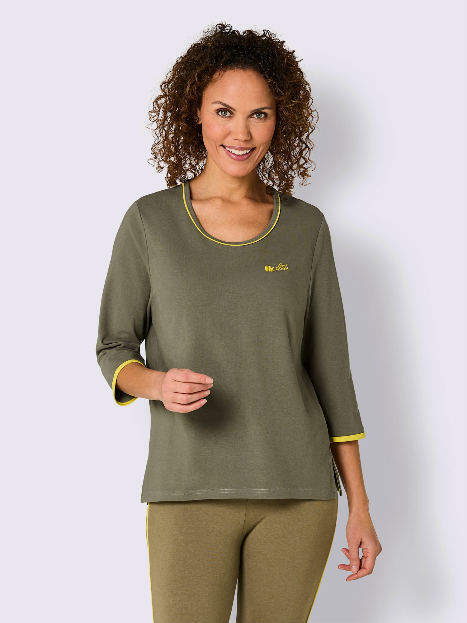 T-shirt jersey fin, couleur vert, taille 46/48, marque feel good - helline