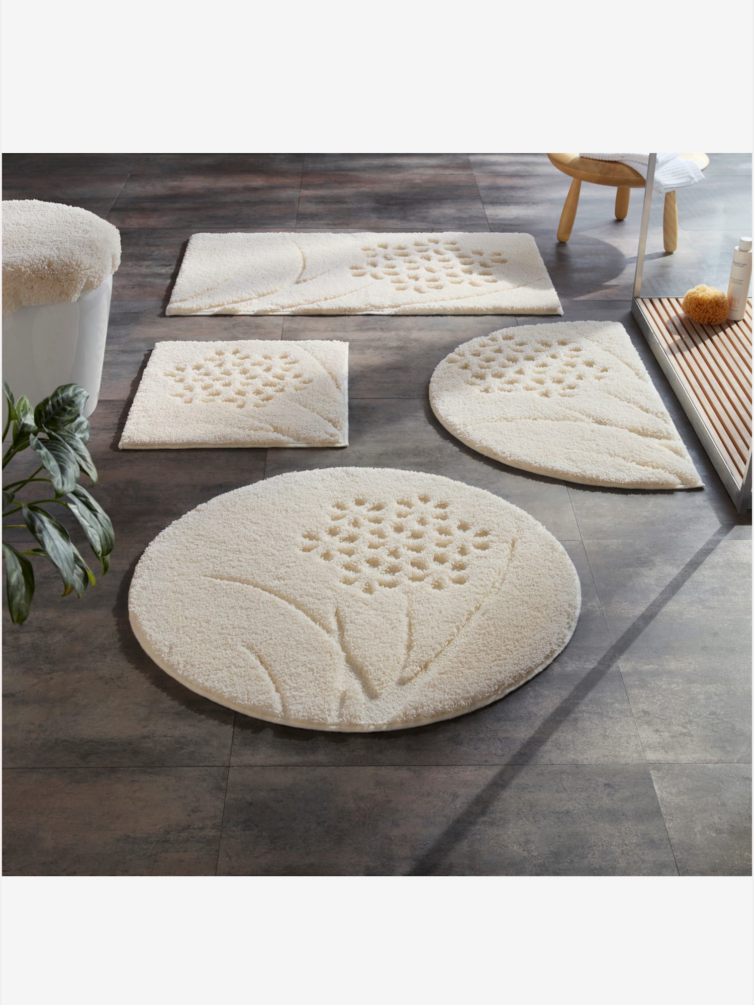 Tapis de bain polyester facile d'entretien, couleur couleur ivoire, taille 80x150 cm, marque helline home - helline