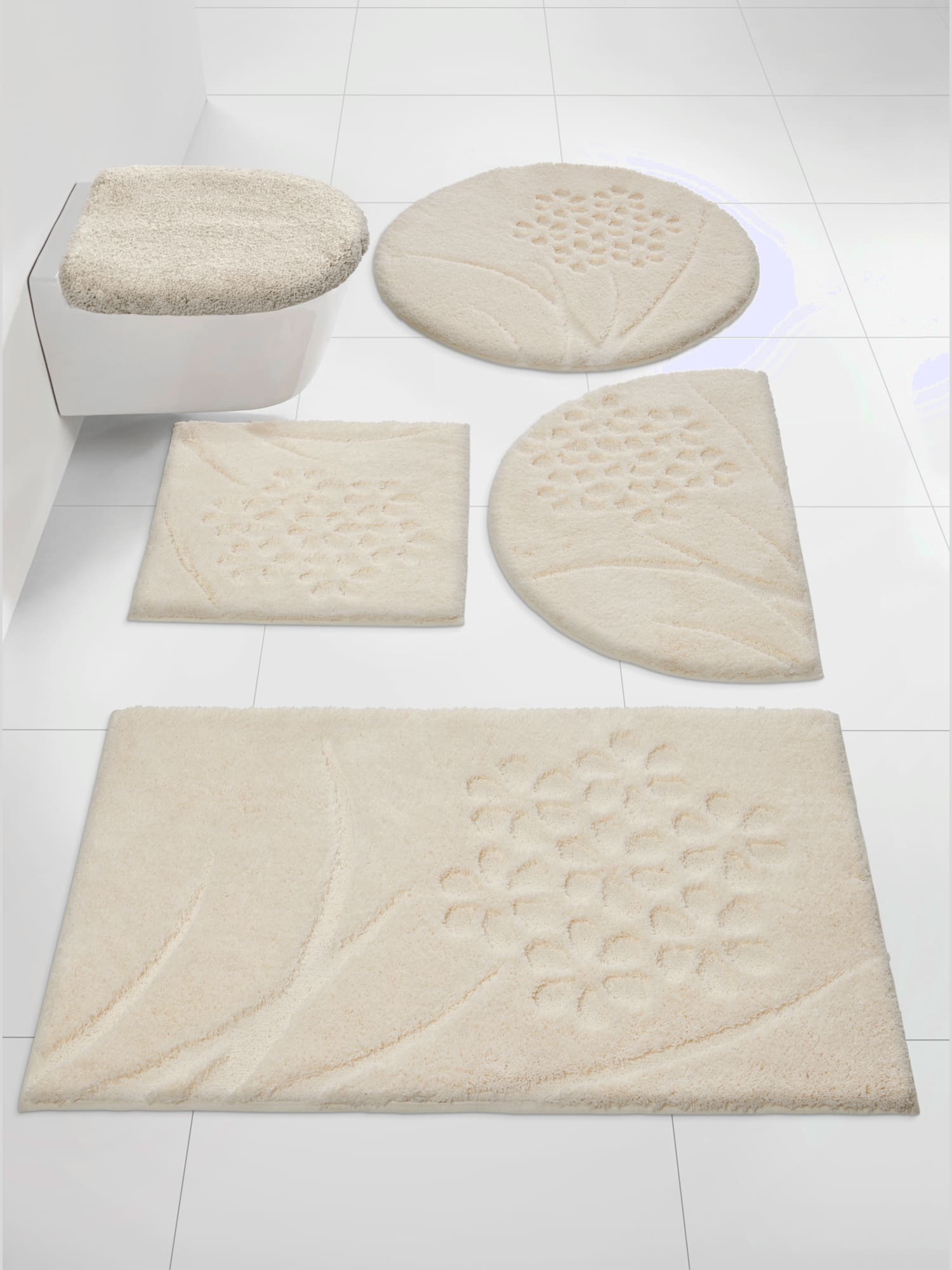 Tapis de bain, couleur : couleur ivoire clair uni, taille 70x120 cm, marque helline home, 100% polyester - helline