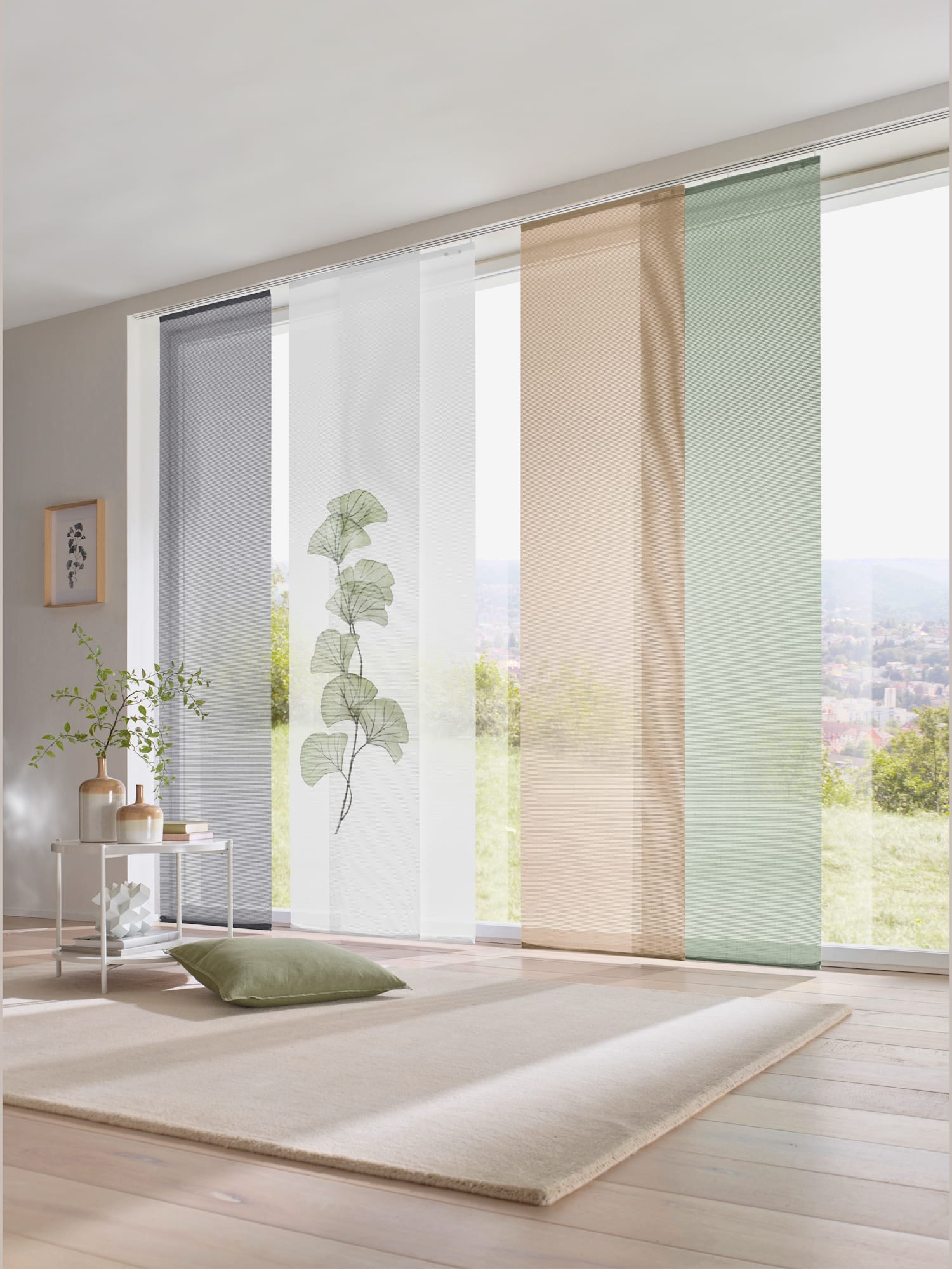 Panneau-rideaux rideaux coulissants unis, couleur : gris moyen uni, taille 145x57 cm, marque helline home, 100% polyester - helline