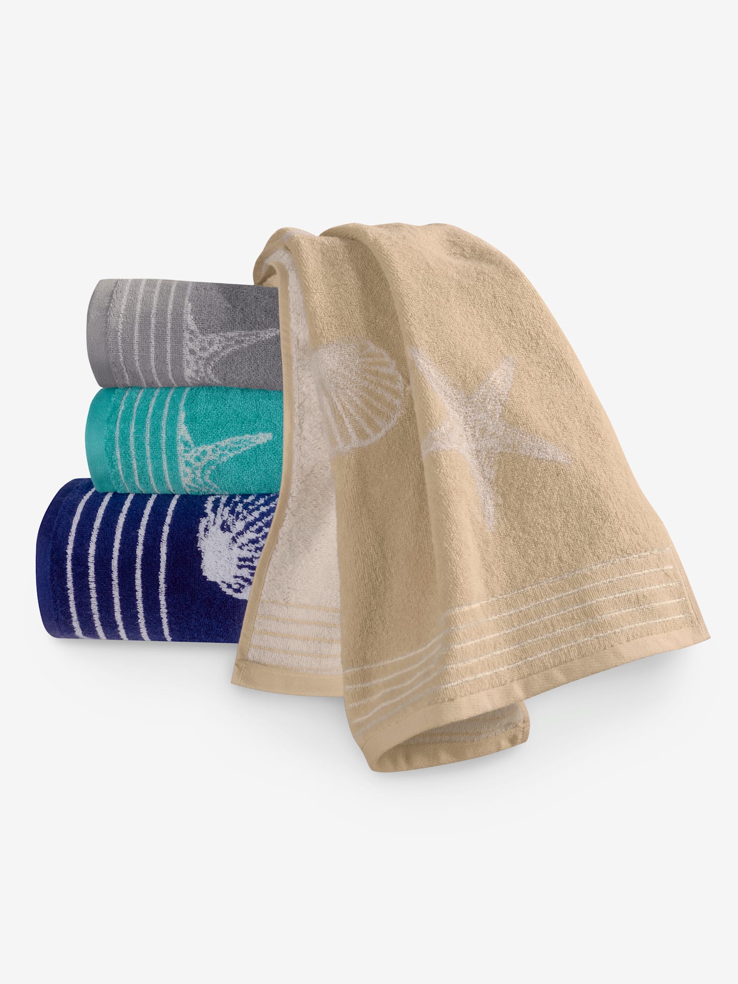 Serviette, couleur : gris clair à motifs, taille 70x140 cm, marque Dyckhoff, 100% coton - helline
