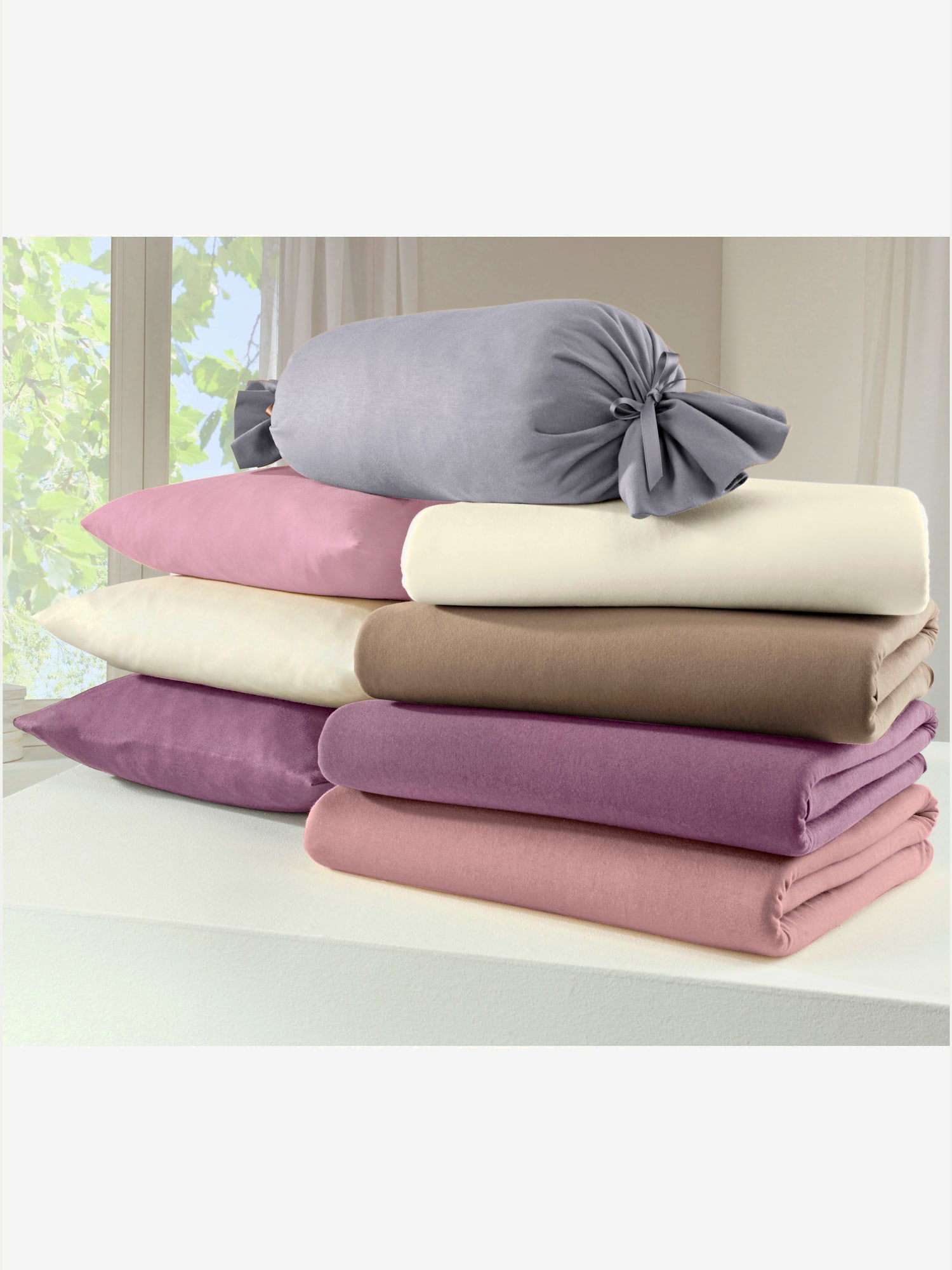 Drap-housse jersey fin maco à repassage superflu, couleur rose, taille 1 pièce 180x200 - 200x200 cm, marque Estella - helline