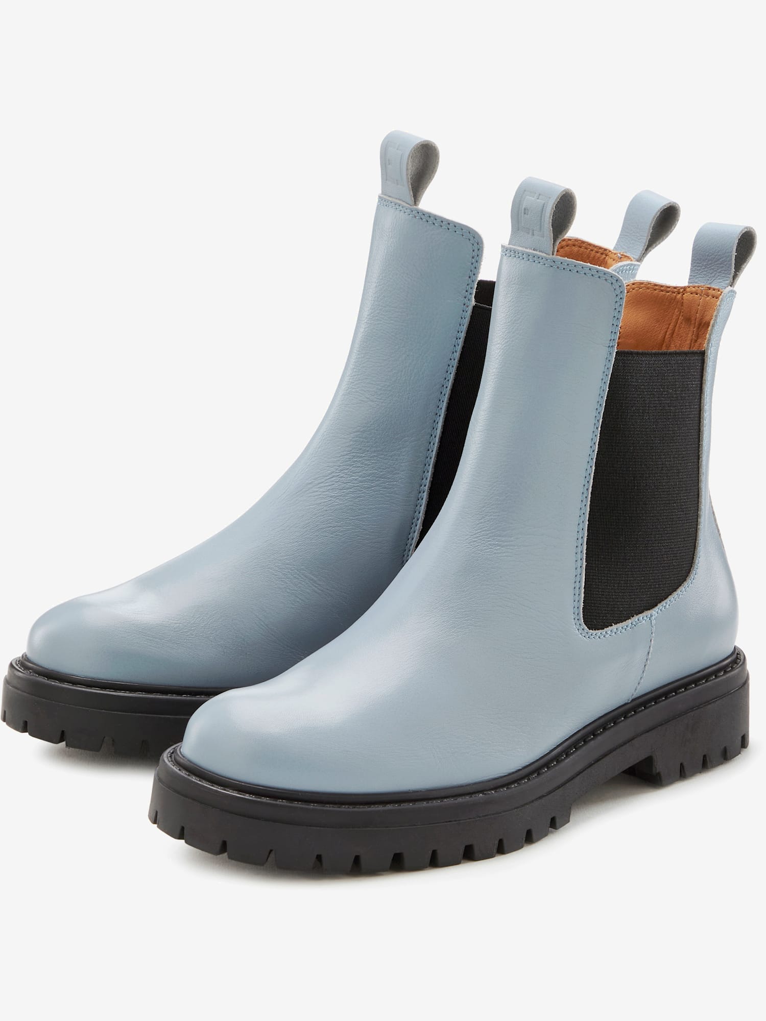 Bottines chelsea tendance en cuir de qualité, très confortables, couleur bleu, taille 41, marque Elbsand - helline
