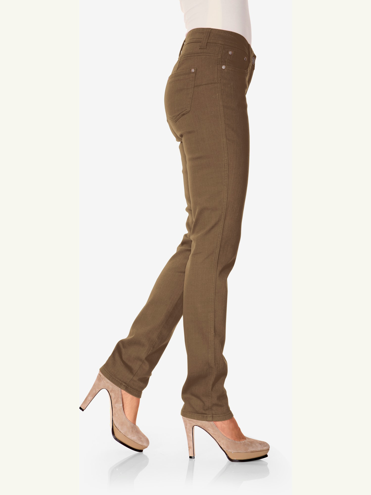 Pantalon skinny coupe skinny, couleur marron, taille 38, marque Linea Tesini - helline