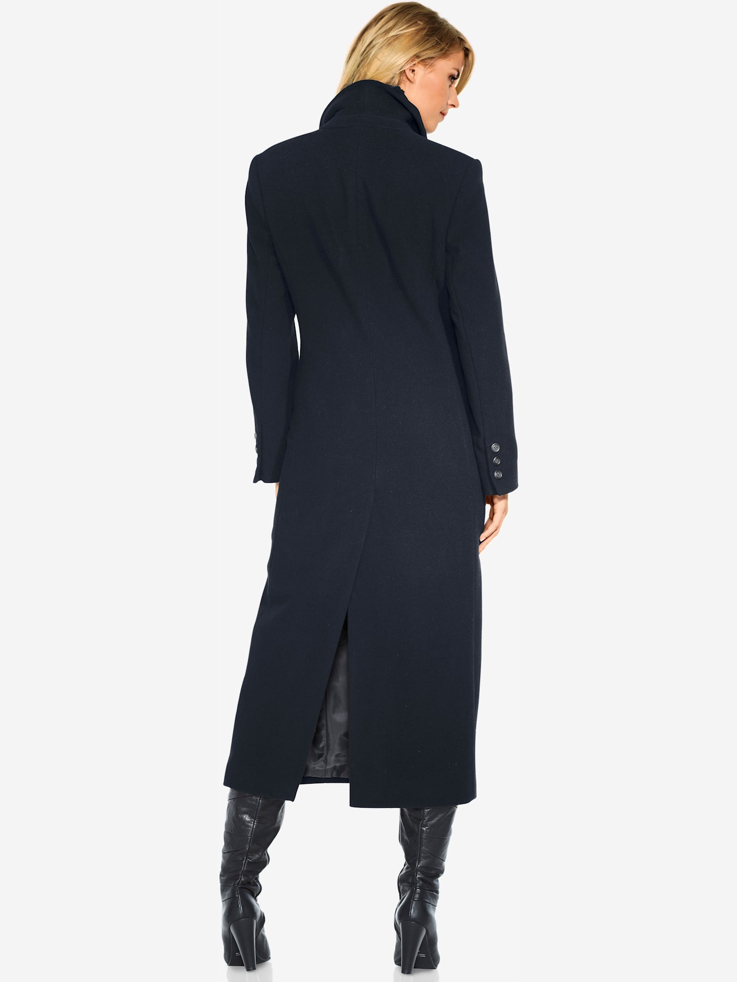 Manteau coupe longue classique, couleur bleu, taille 46, marque Linea Tesini - helline