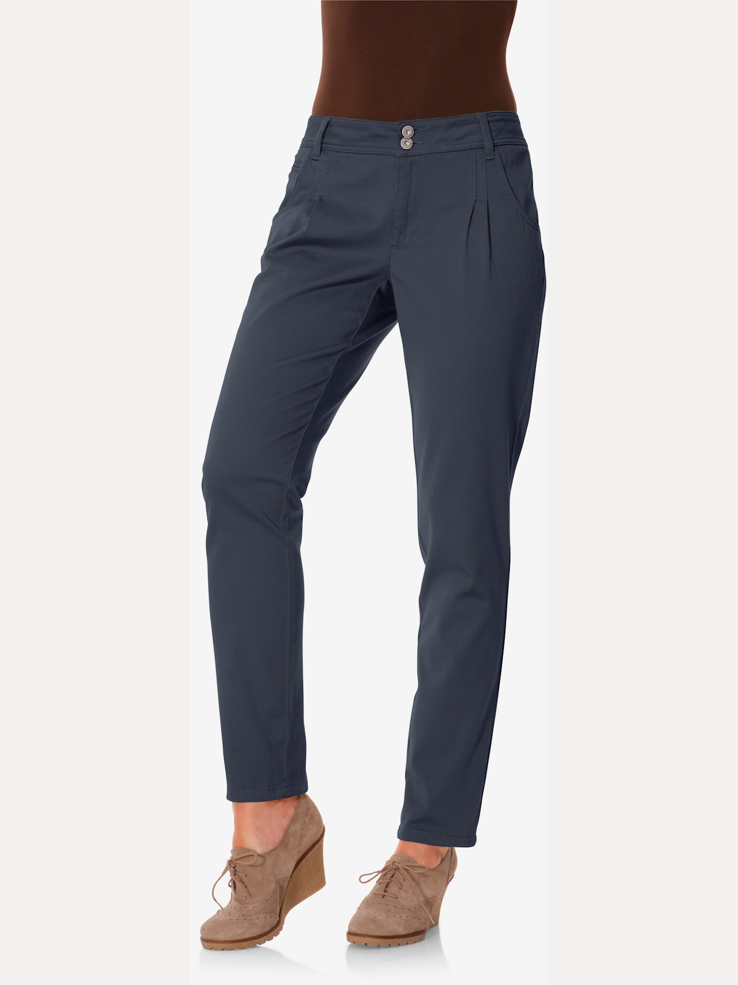 Pantalon chino coupe carotte, couleur bleu, taille 46, marque Linea Tesini - helline