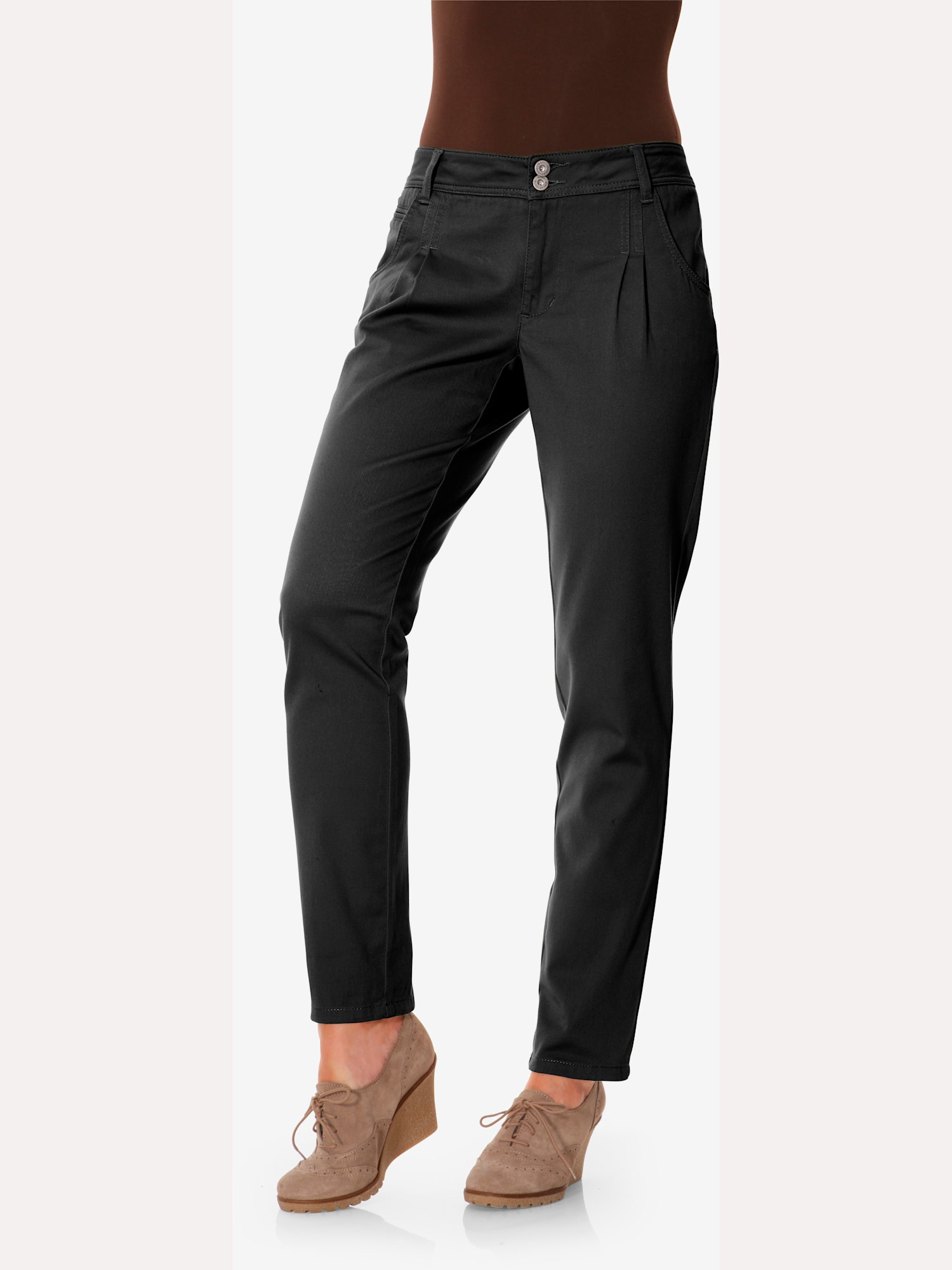 Pantalon chino coupe carotte, couleur noir, taille 36, marque Linea Tesini - helline
