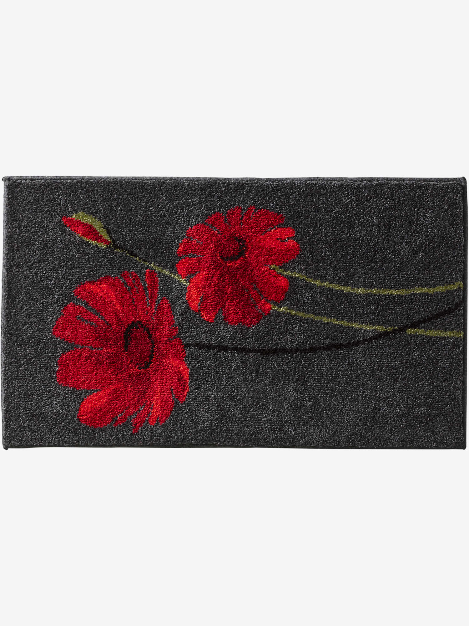 Tapis de bain, couleur : gris foncé à motifs, taille Ø 75 cm, marque helline home, 100% acrylique - helline
