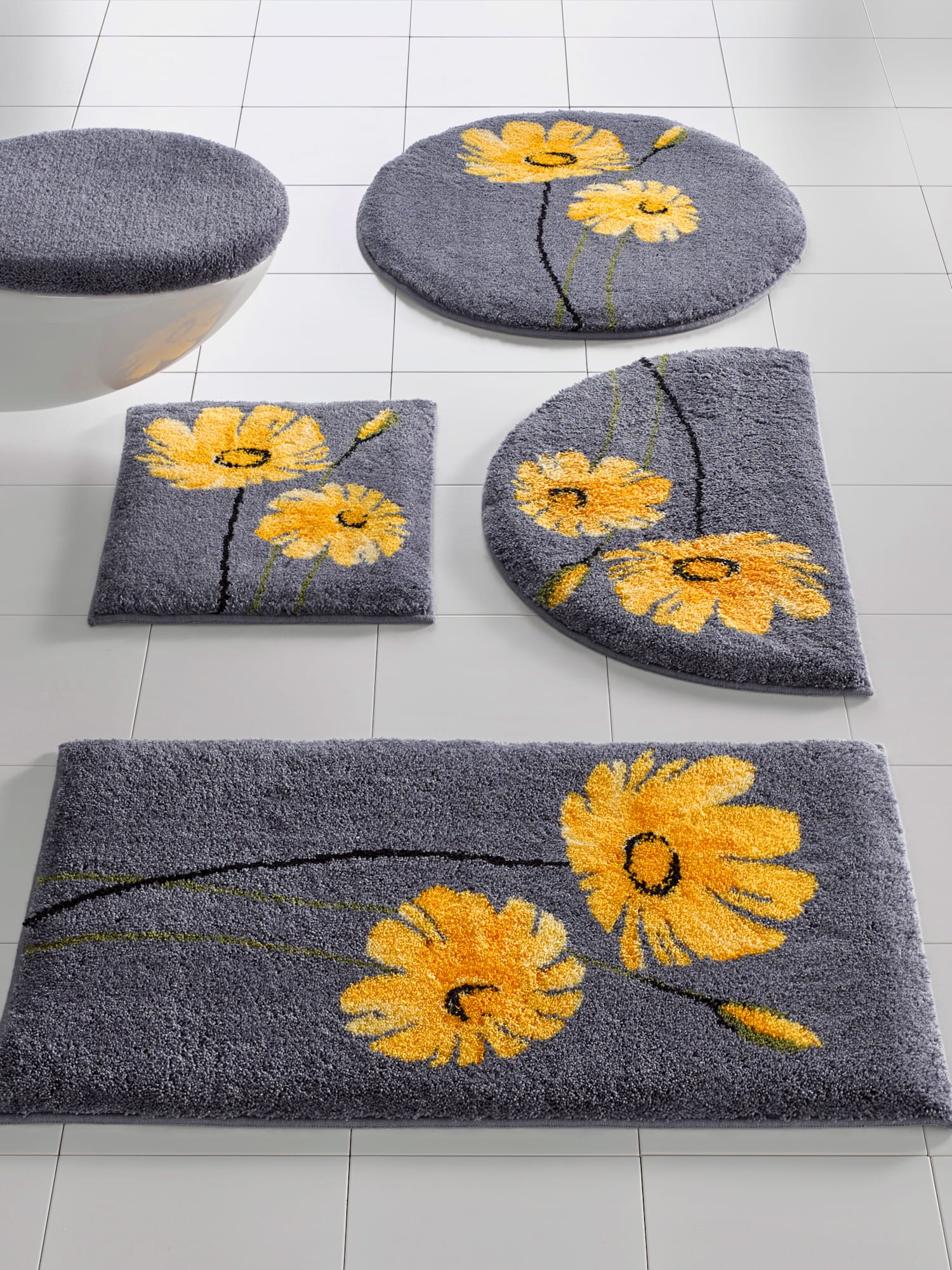 Tapis de bain acrylique, couleur gris, taille 70x120 cm, marque helline home - helline