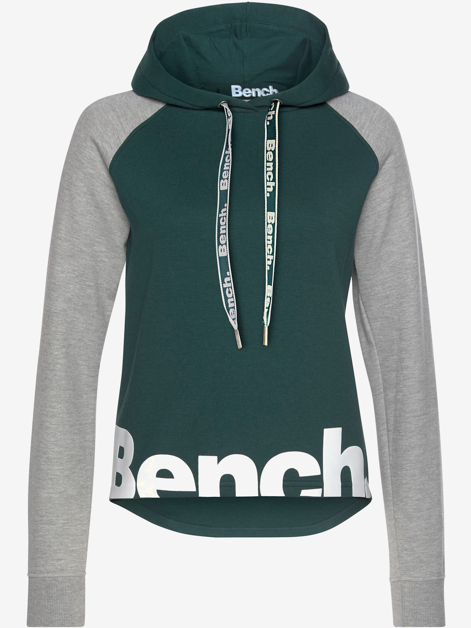 Sweatshirt à capuche pull à capuche avec logo imprimé style haut court, couleur vert, taille 42/44, marque Bench. Loungewear - helline