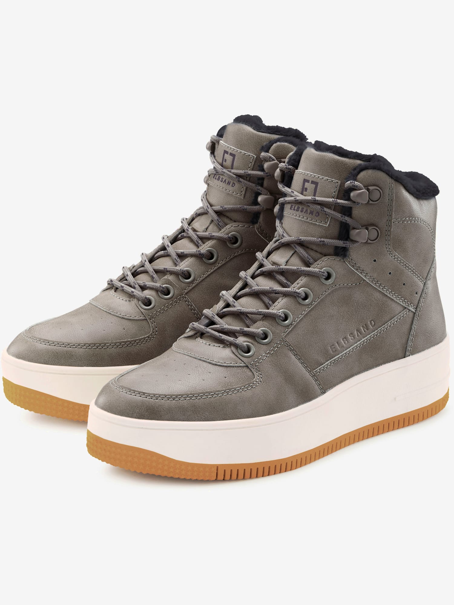Baskets sneakers montantes avec doublure douce et agréable, couleur gris, taille 39, marque Elbsand - helline