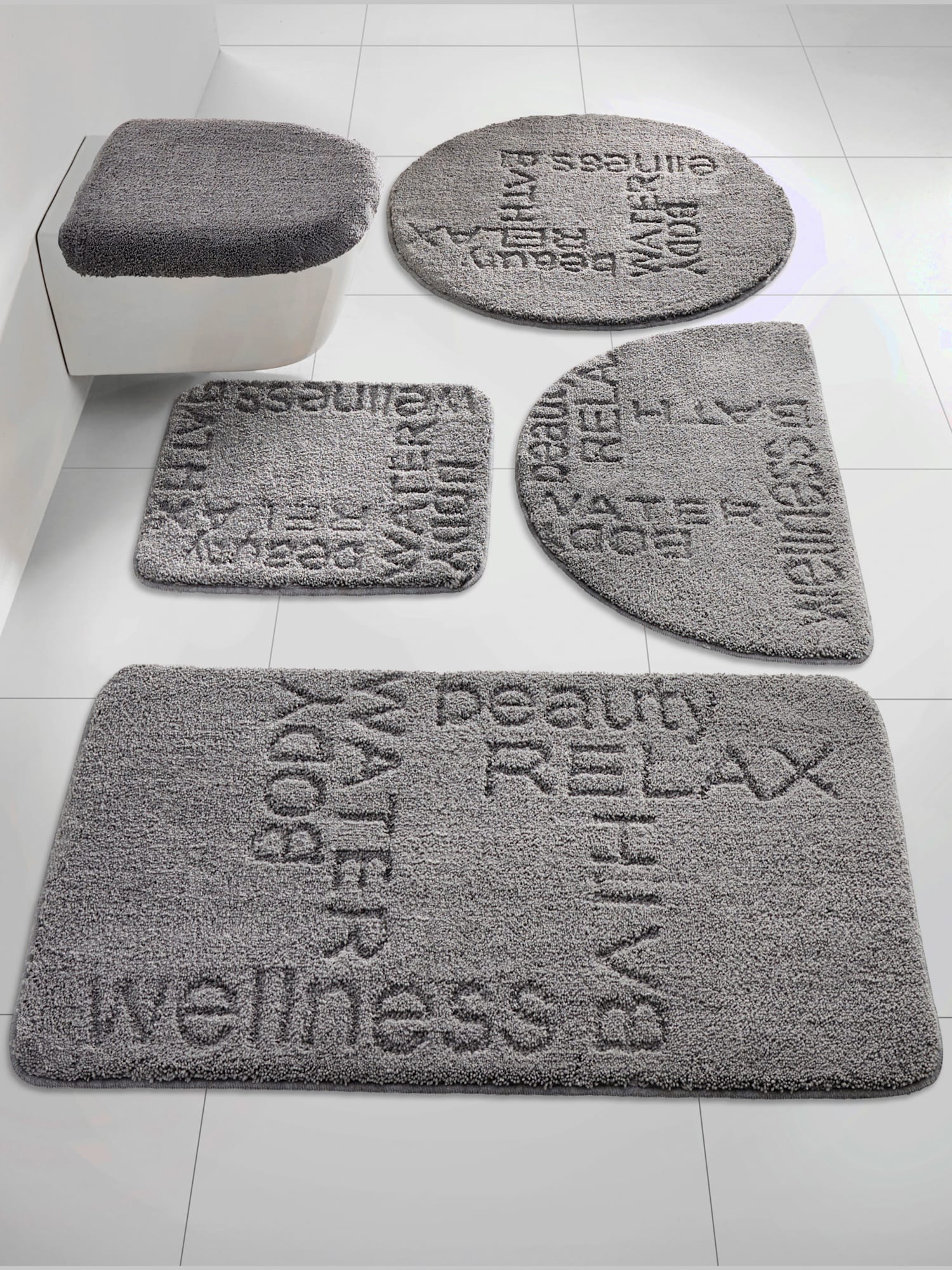 Tapis de bain polyester doux, couleur gris, taille 80x150 cm, marque helline home - helline