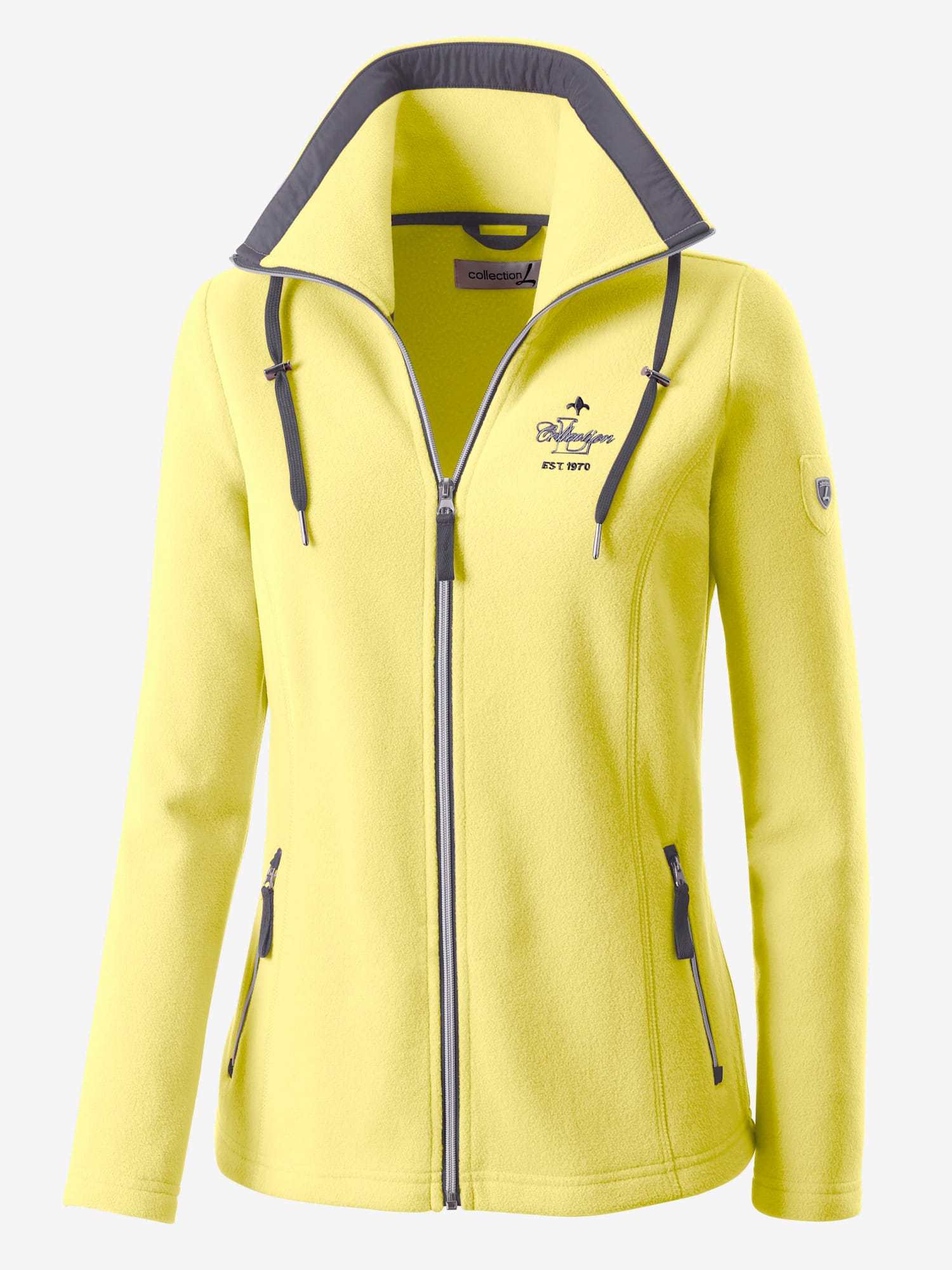 Veste polaire traitement contre les bouloches, couleur jaune, taille 42, marque Collection L - helline