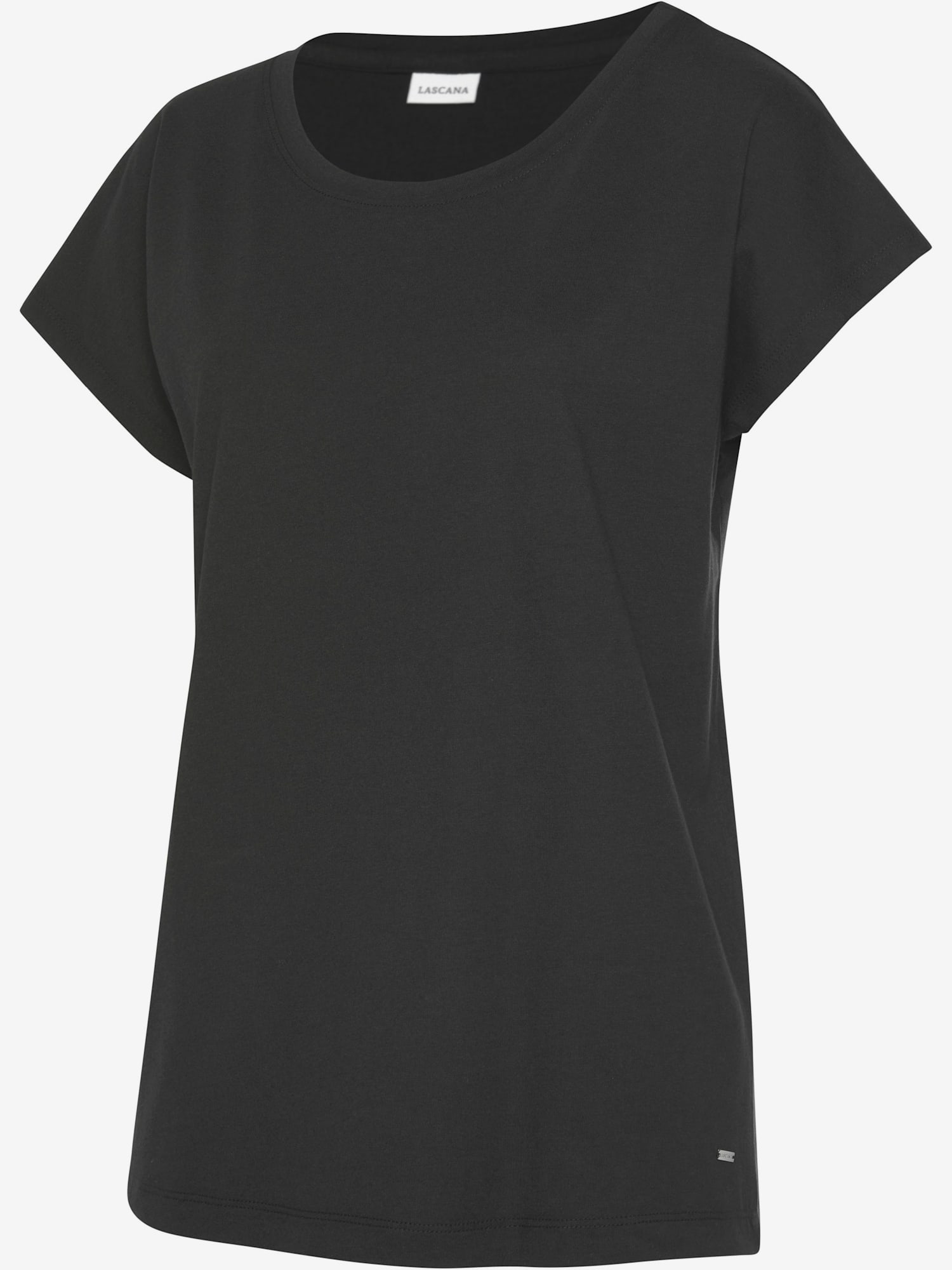 Haut de pyjama t-shirt à manches courtes, couleur noir, taille 46/48, marque LASCANA - helline